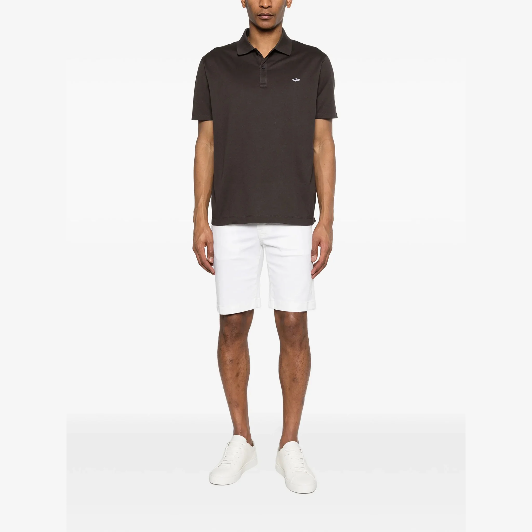 Dark Brown Double Piqué Cotton Polo Shirt - Paul & Shark - Image 3
