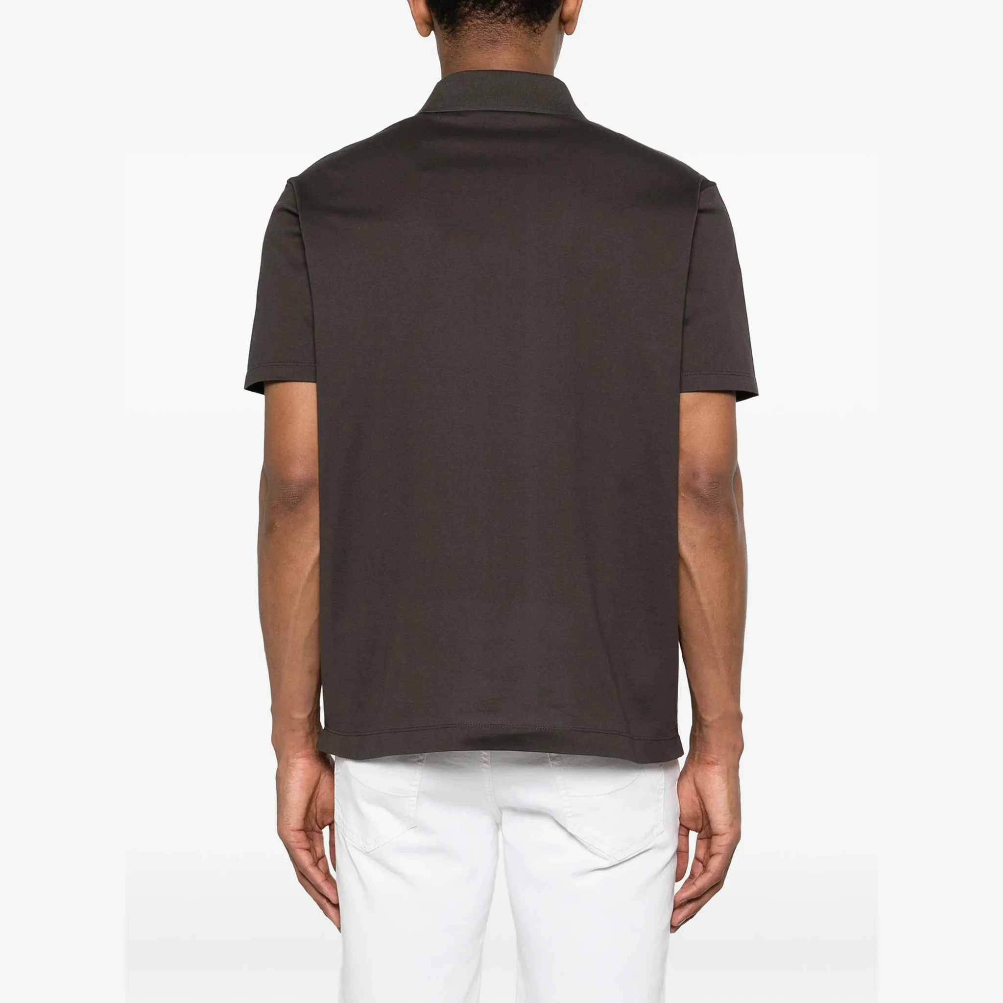 Dark Brown Double Piqué Cotton Polo Shirt - Paul & Shark - Image 4