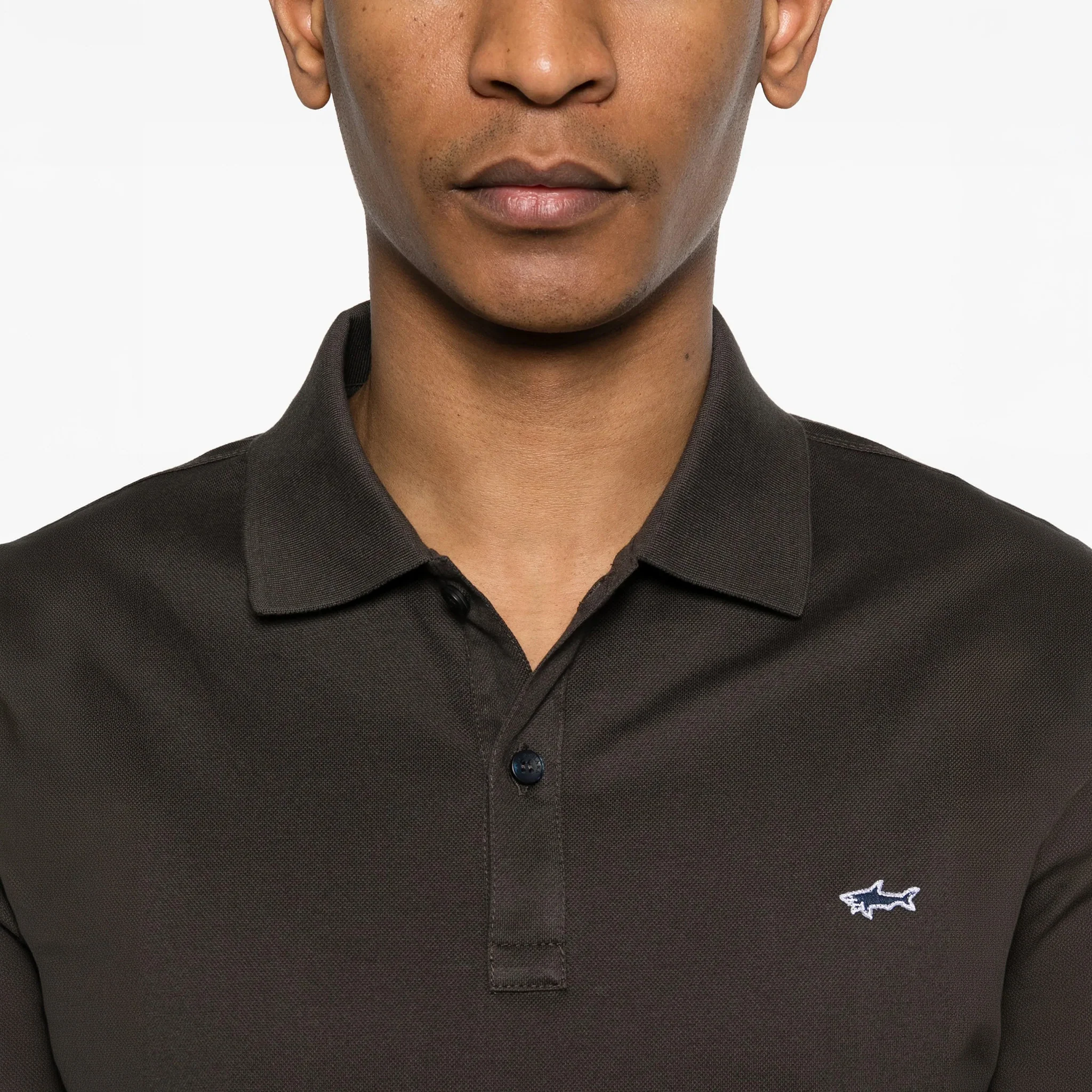 Dark Brown Double Piqué Cotton Polo Shirt - Paul & Shark - Image 5