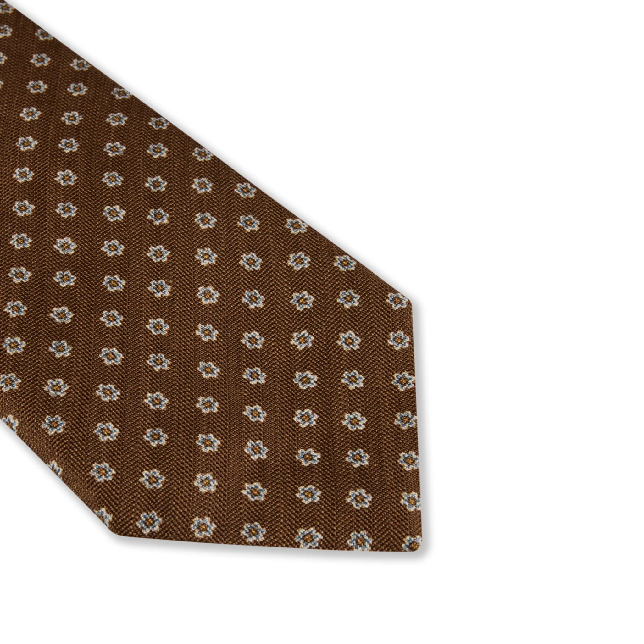 Dark Brown Floral Patterned Silk-Linen Tie - Stenströms - Image 2