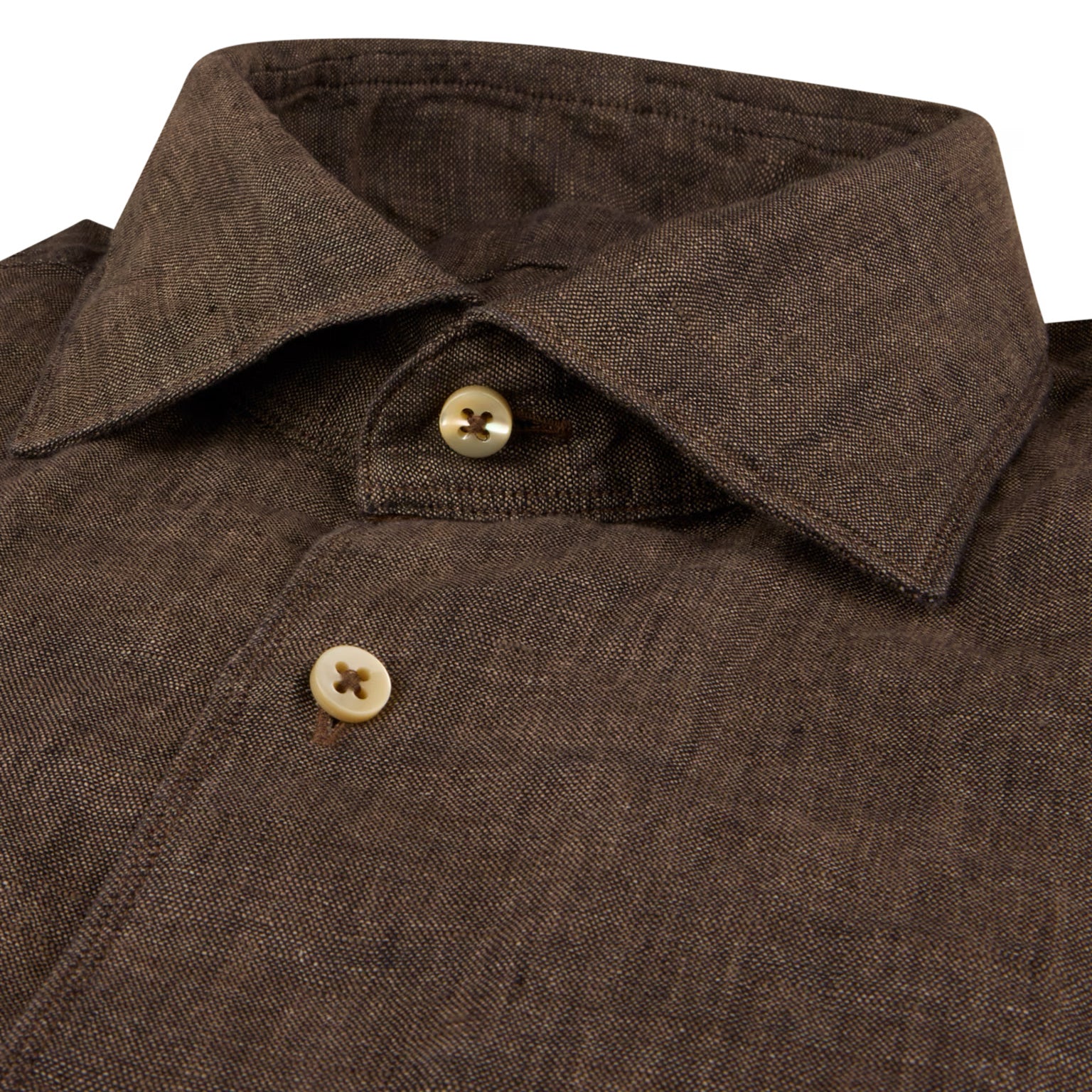 Dark Brown Linen Slimline Casual Shirt - Stenströms - Image 3