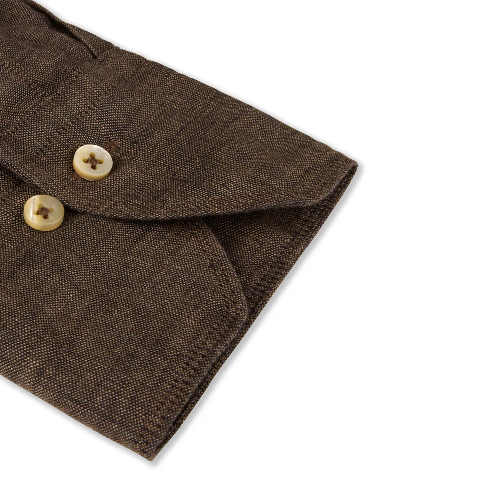 Dark Brown Linen Slimline Casual Shirt - Stenströms - Image 4