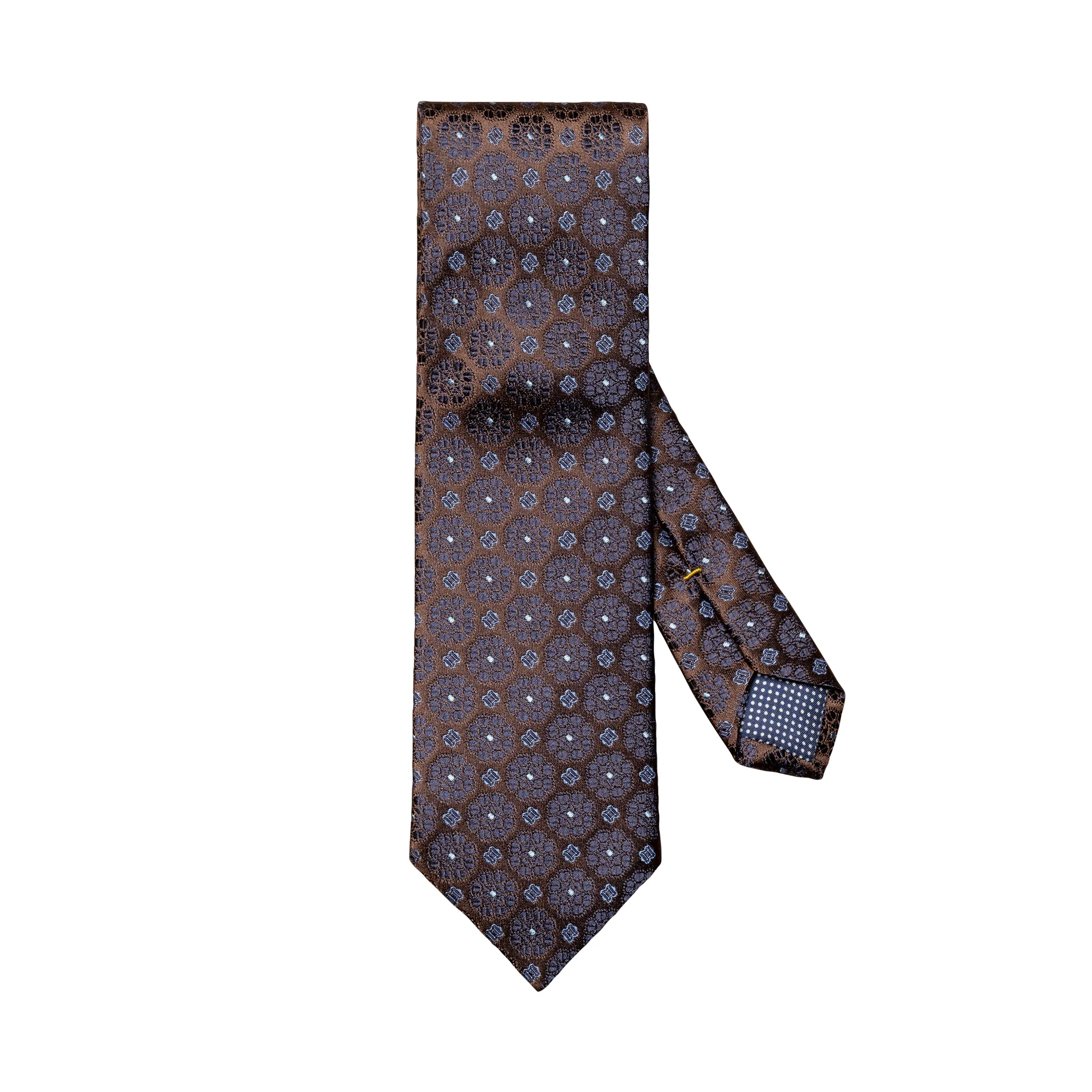 Dark Brown Medallion Pattern Woven Silk Tie - ETON