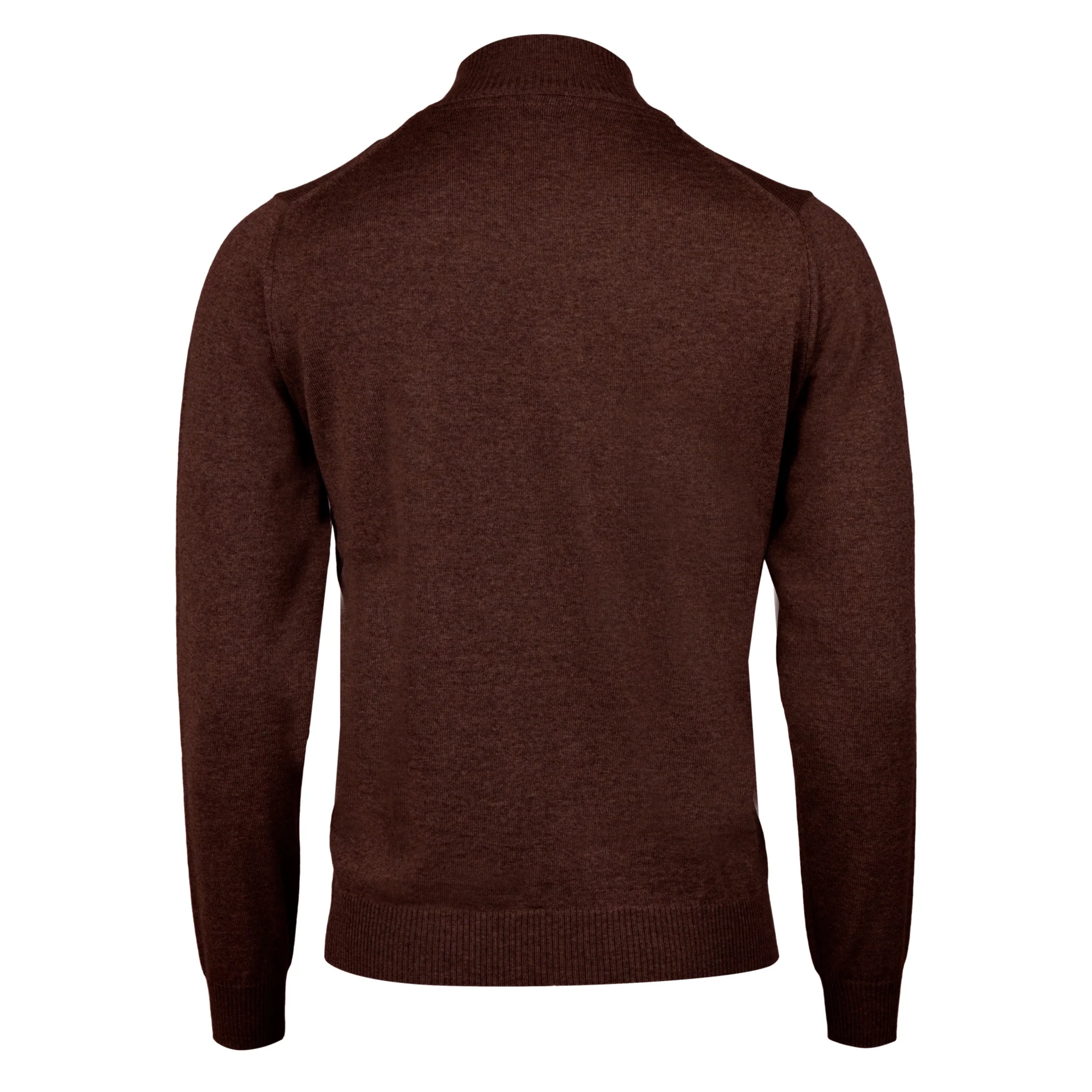 Dark Brown Merino Wool Half Zip Sweater - Stenströms - Image 2