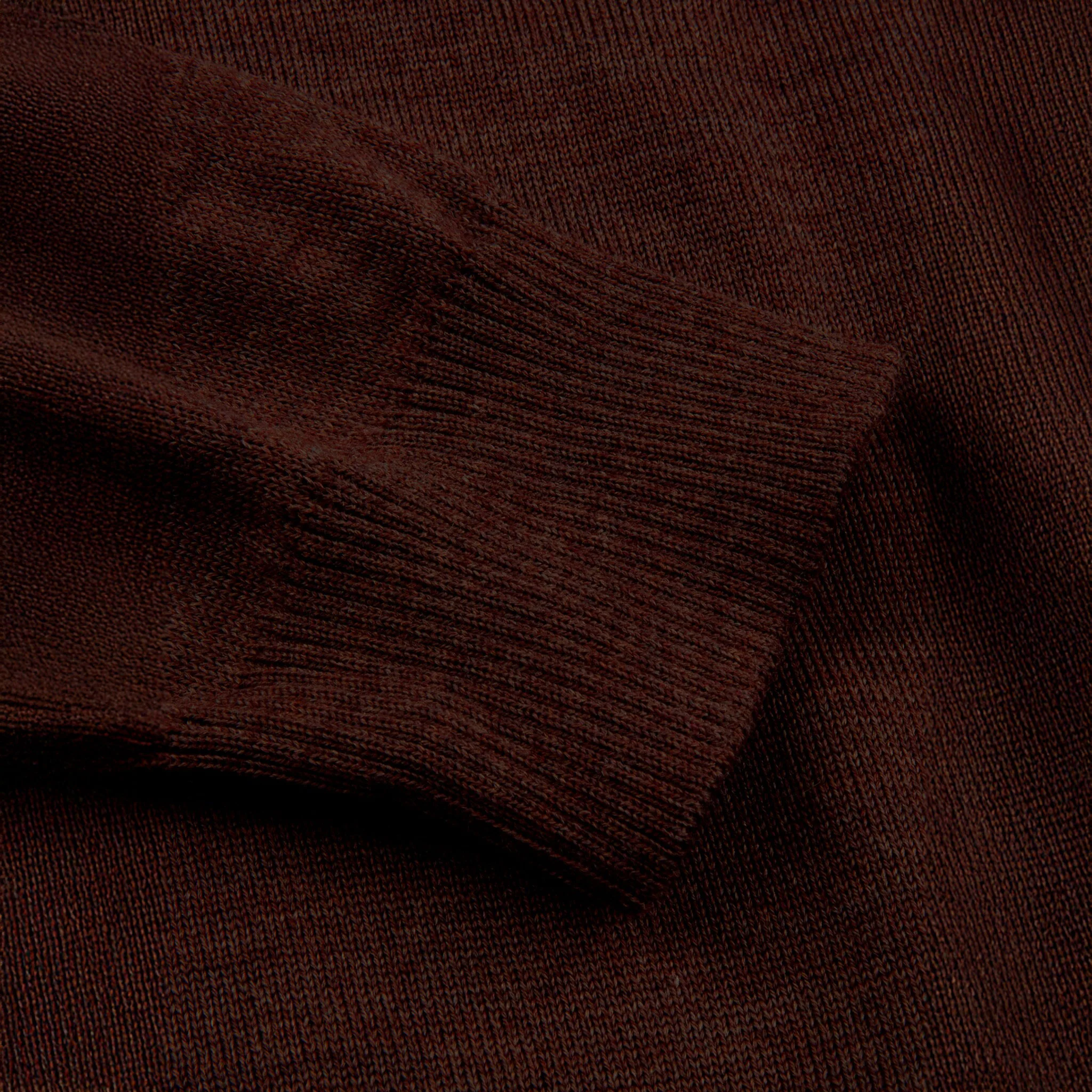 Dark Brown Merino Wool Half Zip Sweater - Stenströms - Image 4