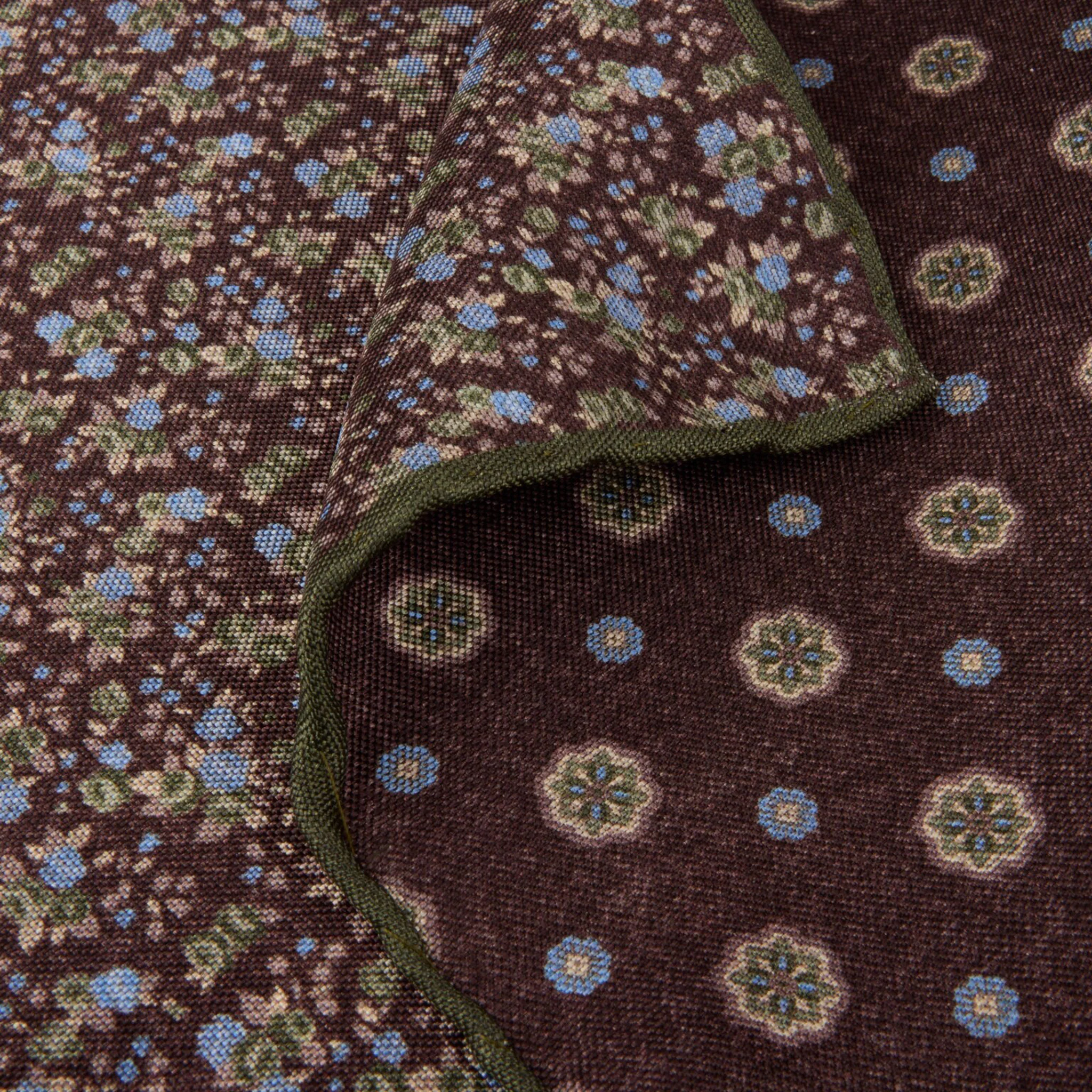 Dark Brown Patterned Silk Hankie - Stenströms - Image 4