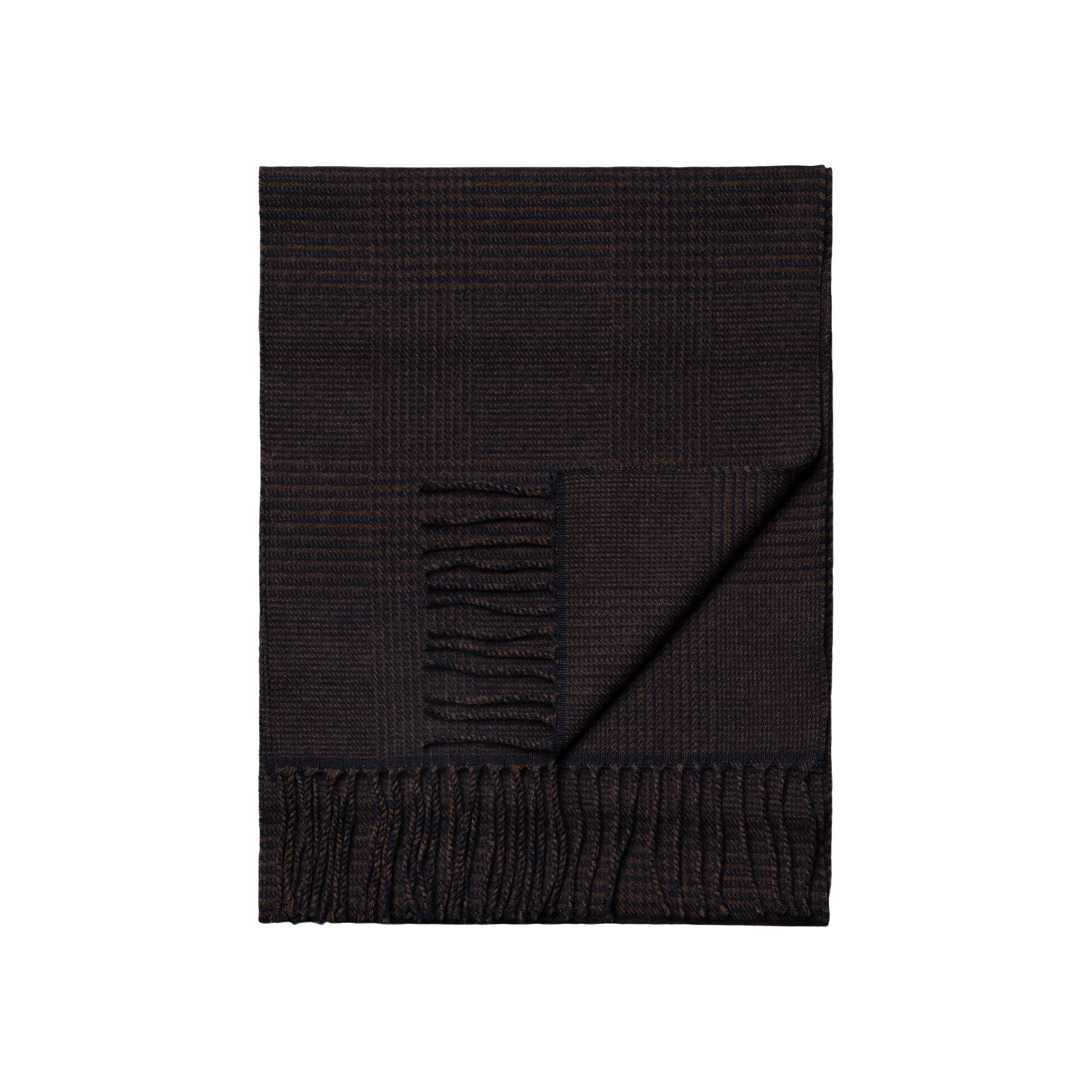 Dark Brown Prince-of-Wales Check Merino Wool Scarf - ETON - Image 2