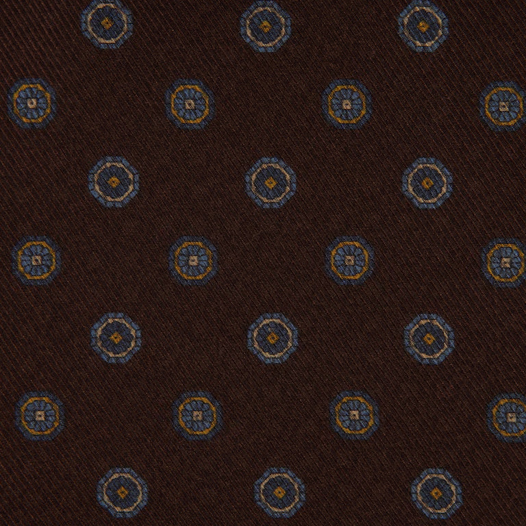 Dark Brown Reversible Patterned Silk Hankie - Stenströms - Image 2