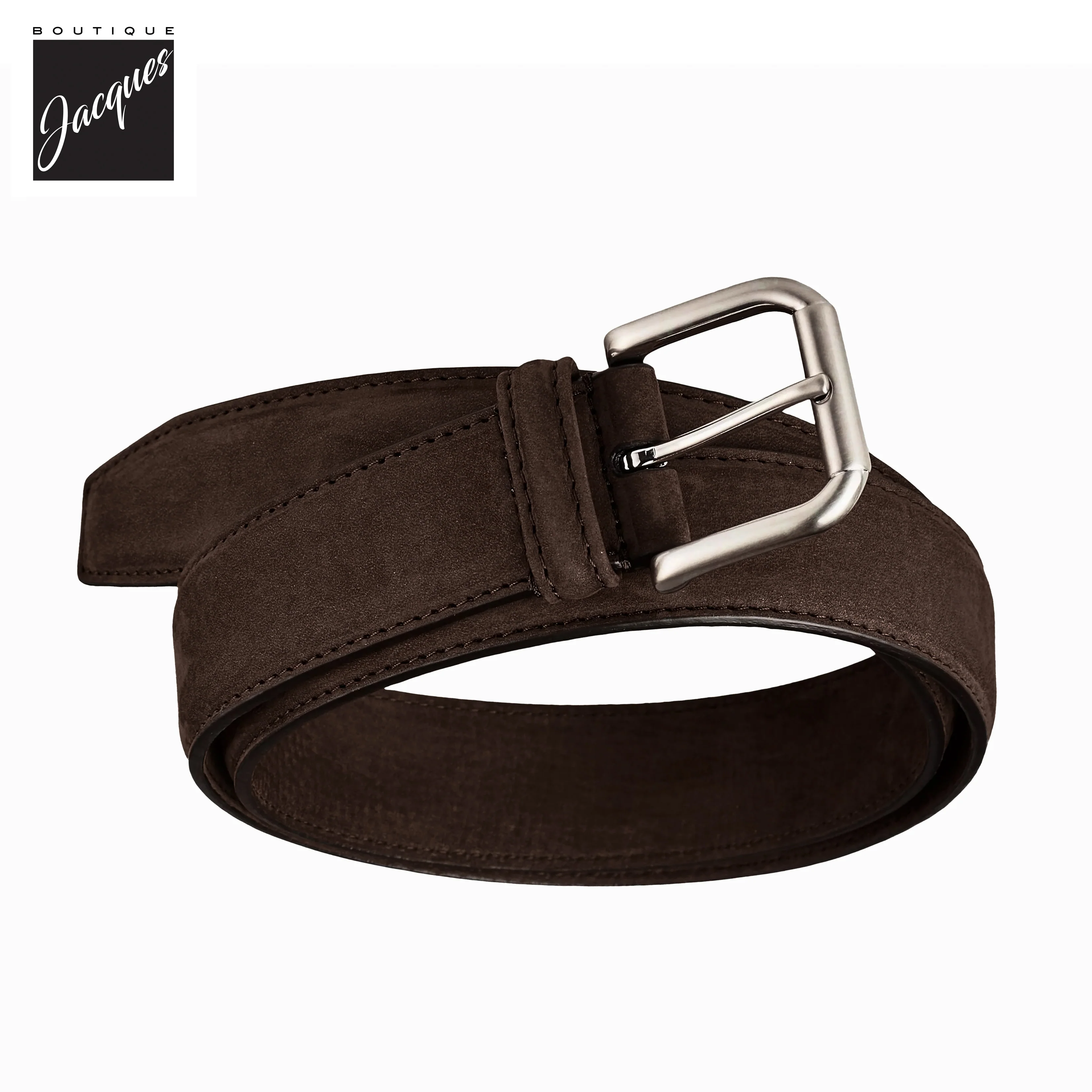 Dark Brown Soft Nubuck Suede Leather Belt - Anderson's