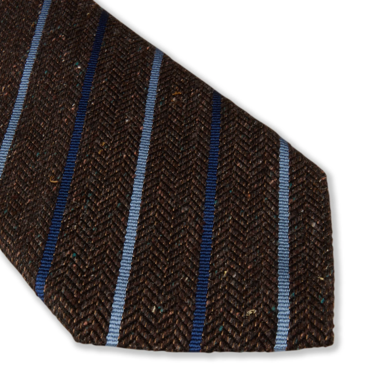 Dark Brown Stripe Silk Tie - Stenströms - Image 2