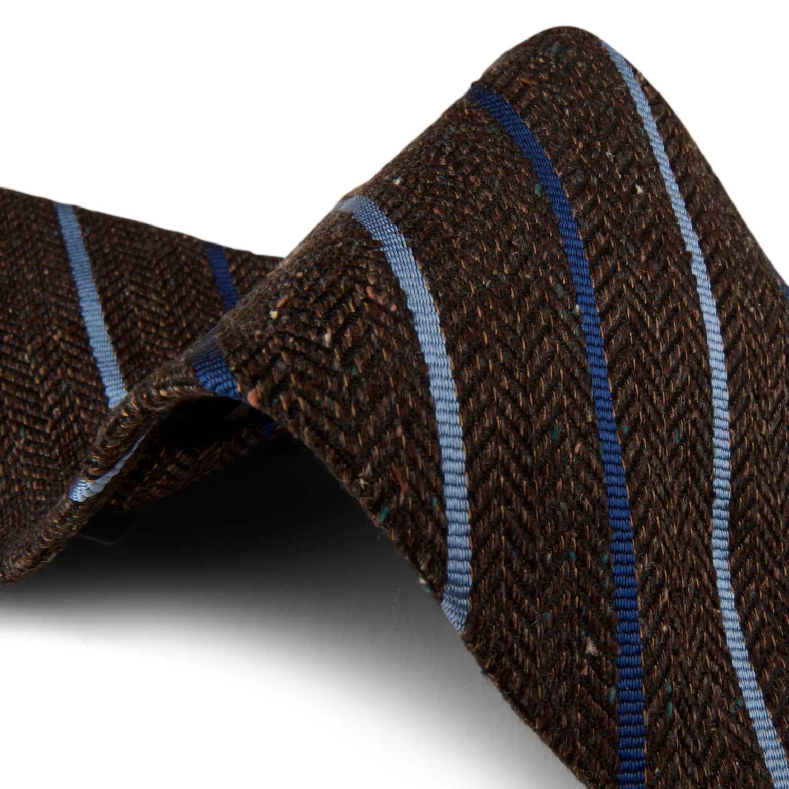 Dark Brown Stripe Silk Tie - Stenströms - Image 3