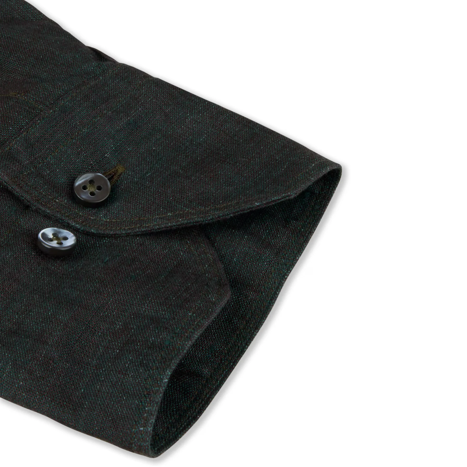 Dark Emerald Green Linen Regular Fit Casual Shirt - Stenströms - Image 3