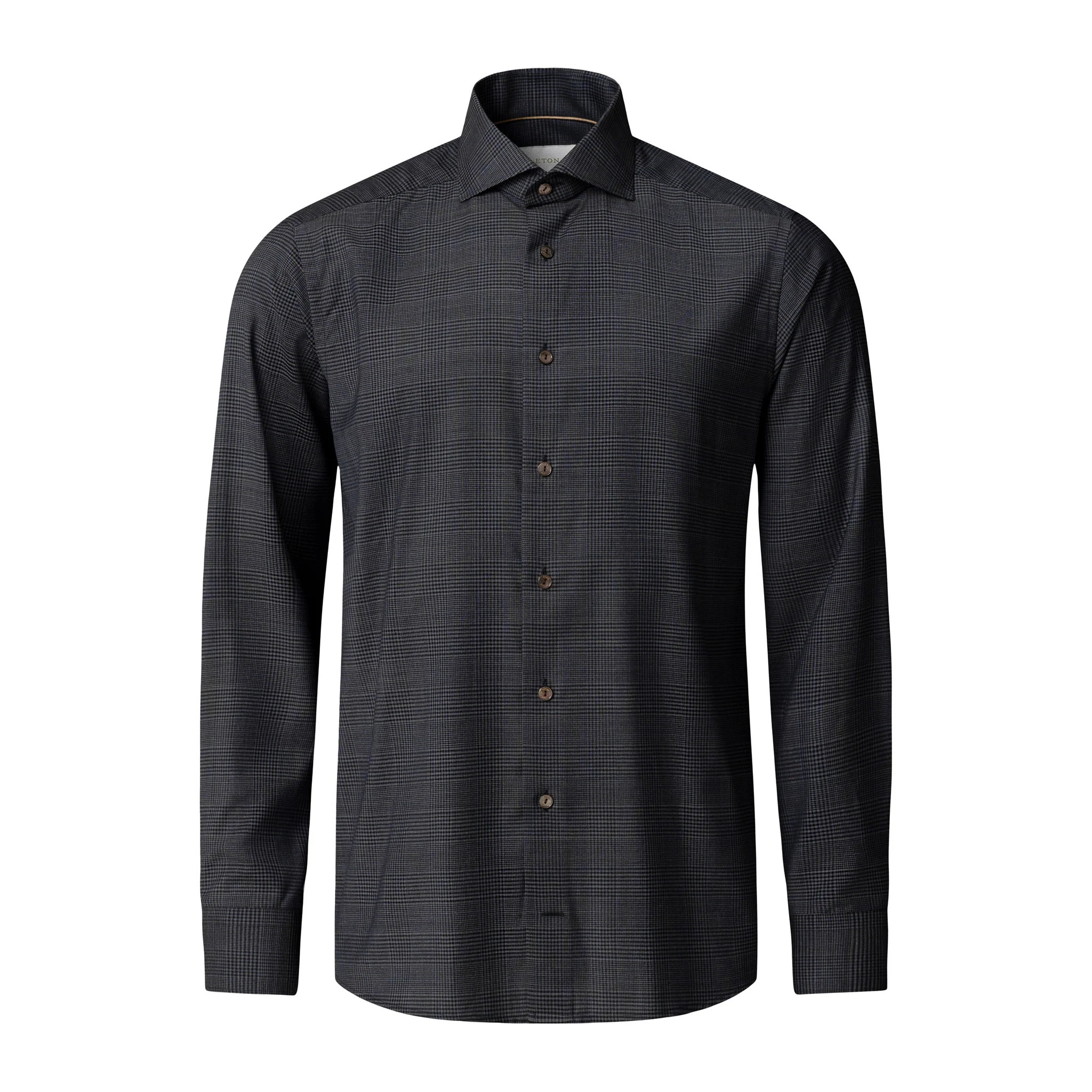 Dark Navy & Gray Check Merino Wool Contemporary Fit Shirt - ETON - Image 2