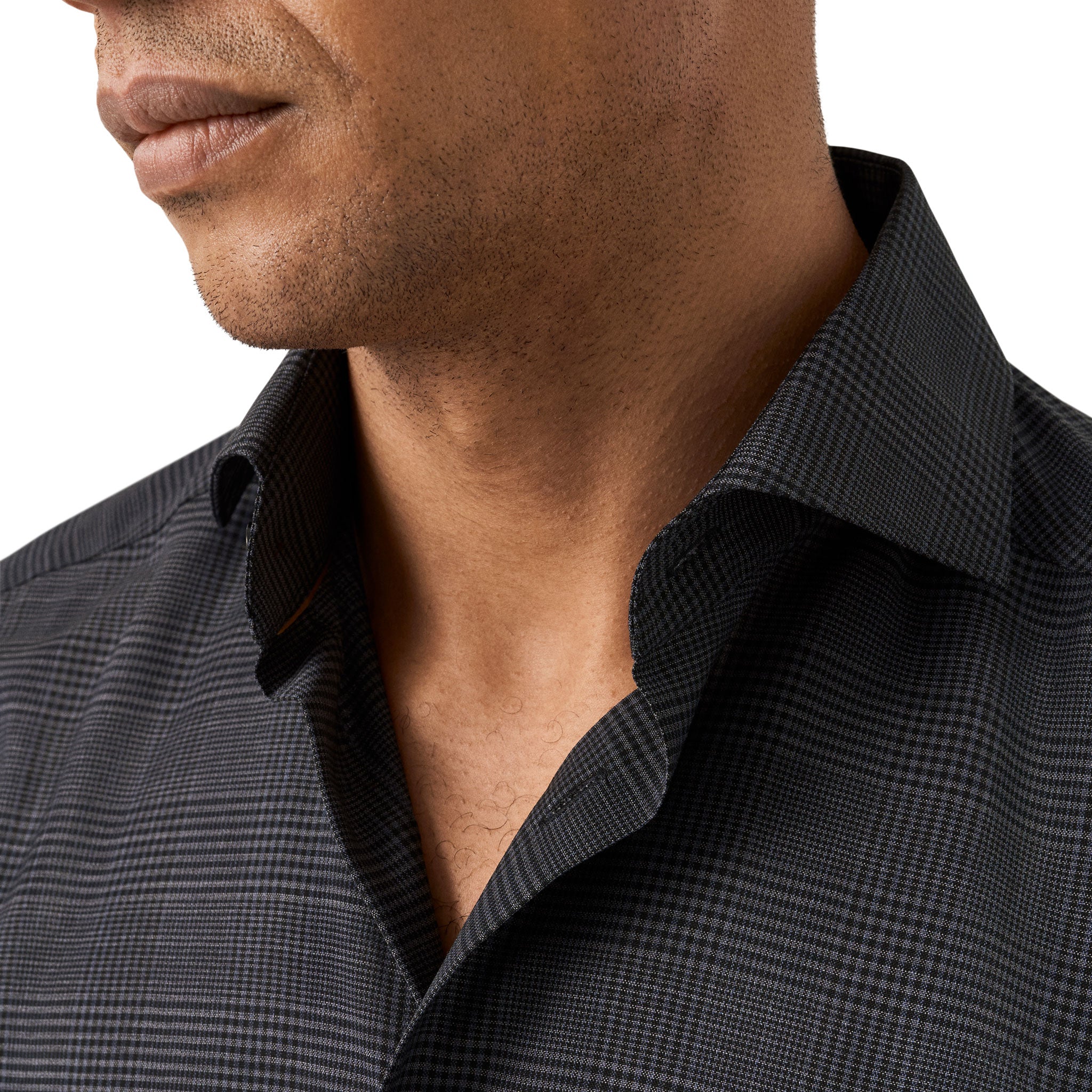 Dark Navy & Gray Check Merino Wool Contemporary Fit Shirt - ETON - Image 4