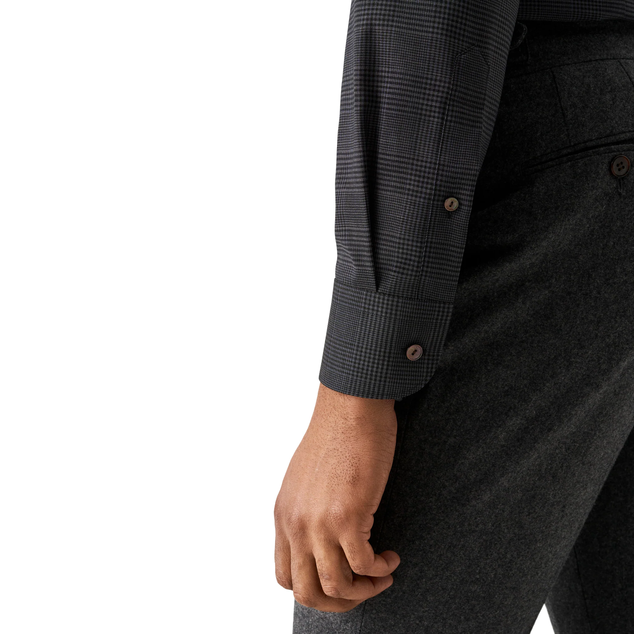 Dark Navy & Gray Check Merino Wool Contemporary Fit Shirt - ETON - Image 6