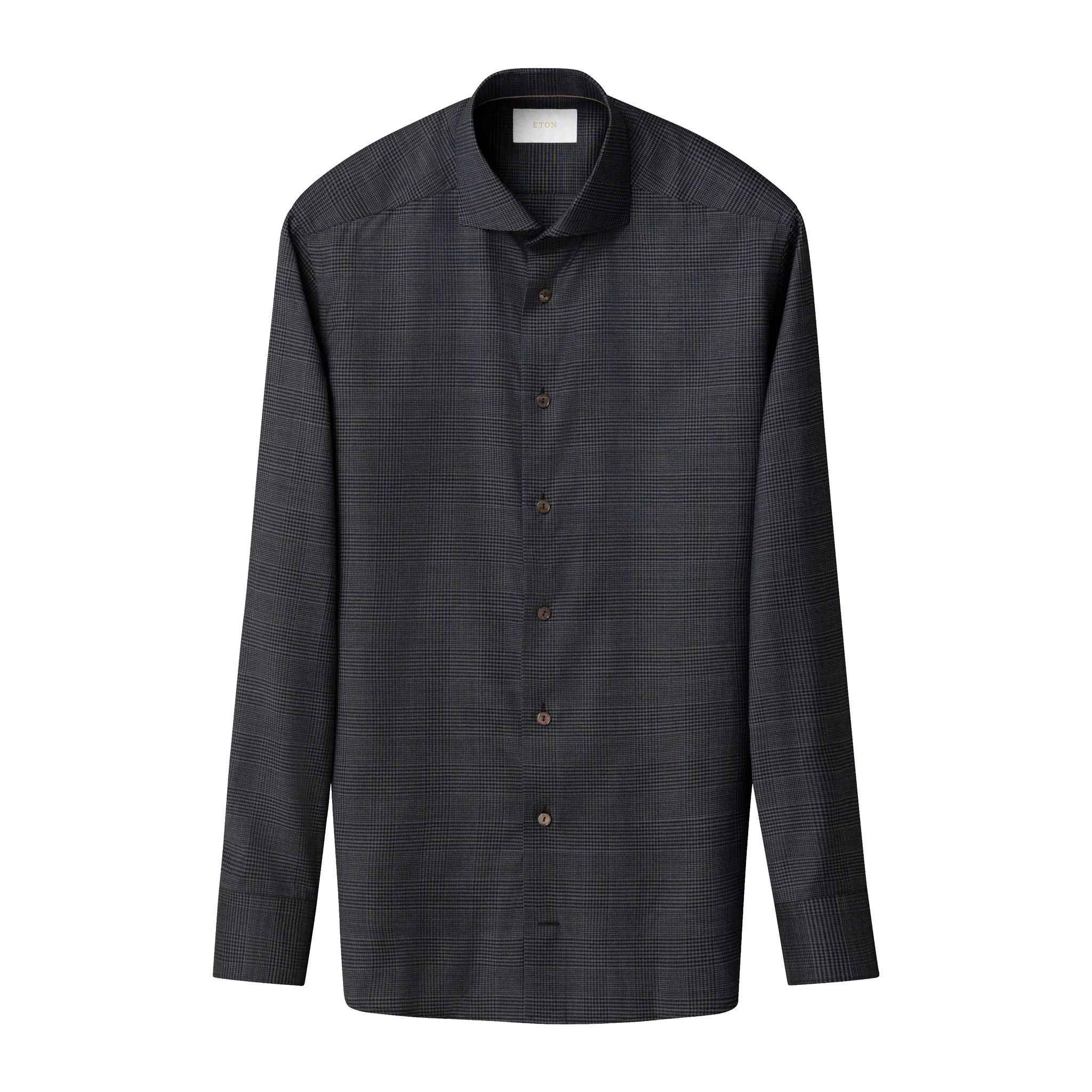 Dark Navy & Gray Check Merino Wool Contemporary Fit Shirt - ETON - Image 9