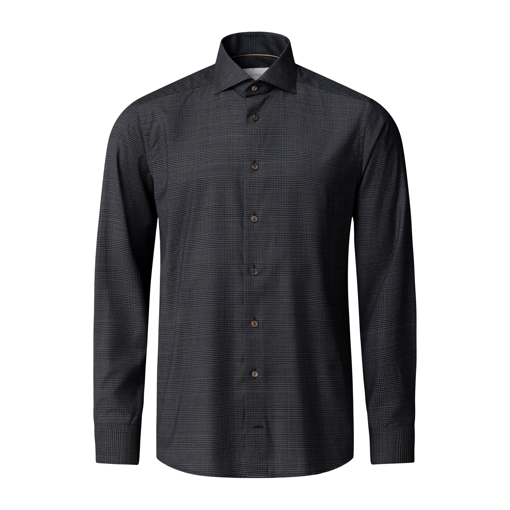 Dark Gray Check Merino Wool Slim Fit Shirt - ETON - Image 2