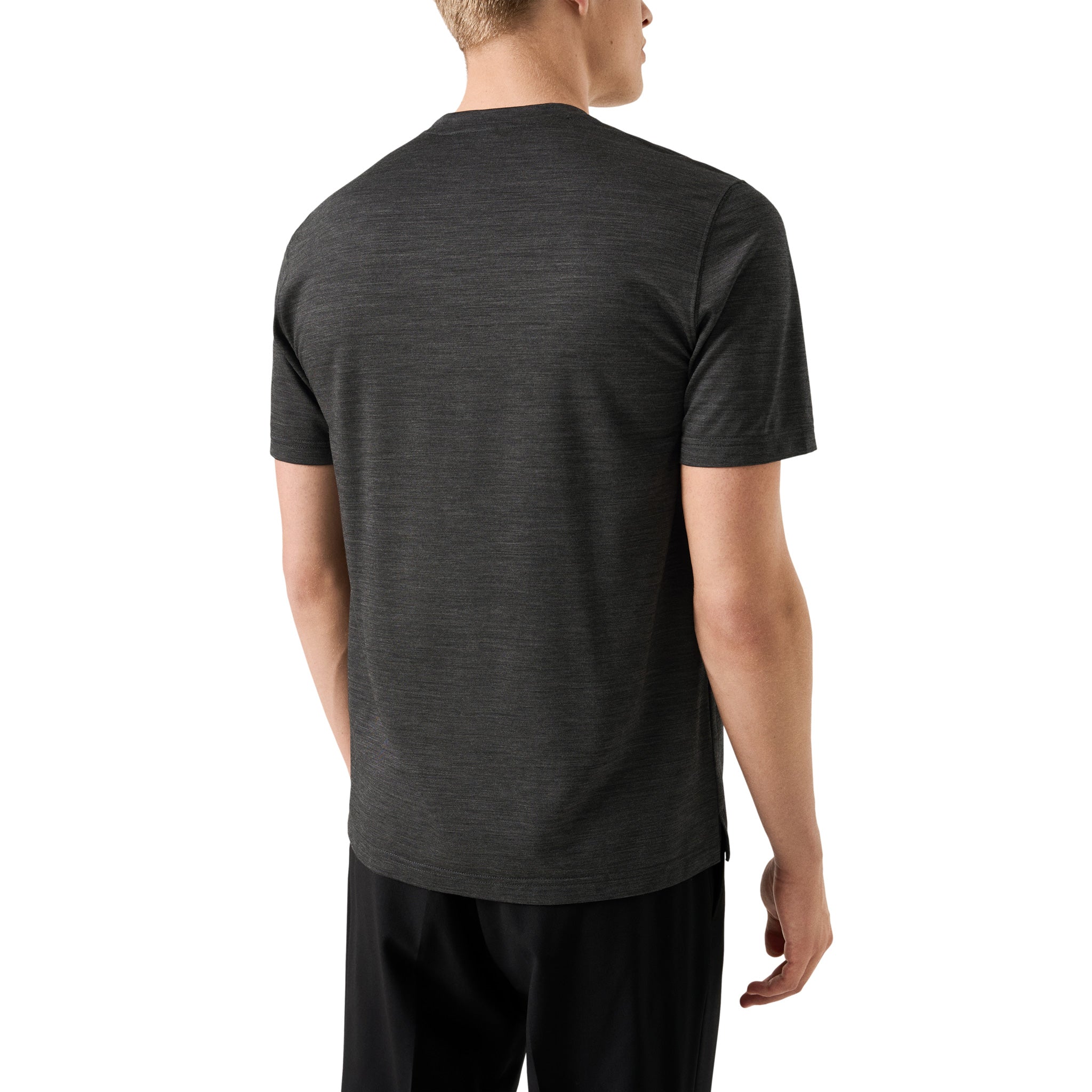 Dark Gray Merino Wool Lyocell Crew Neck T-shirt - ETON - Image 4
