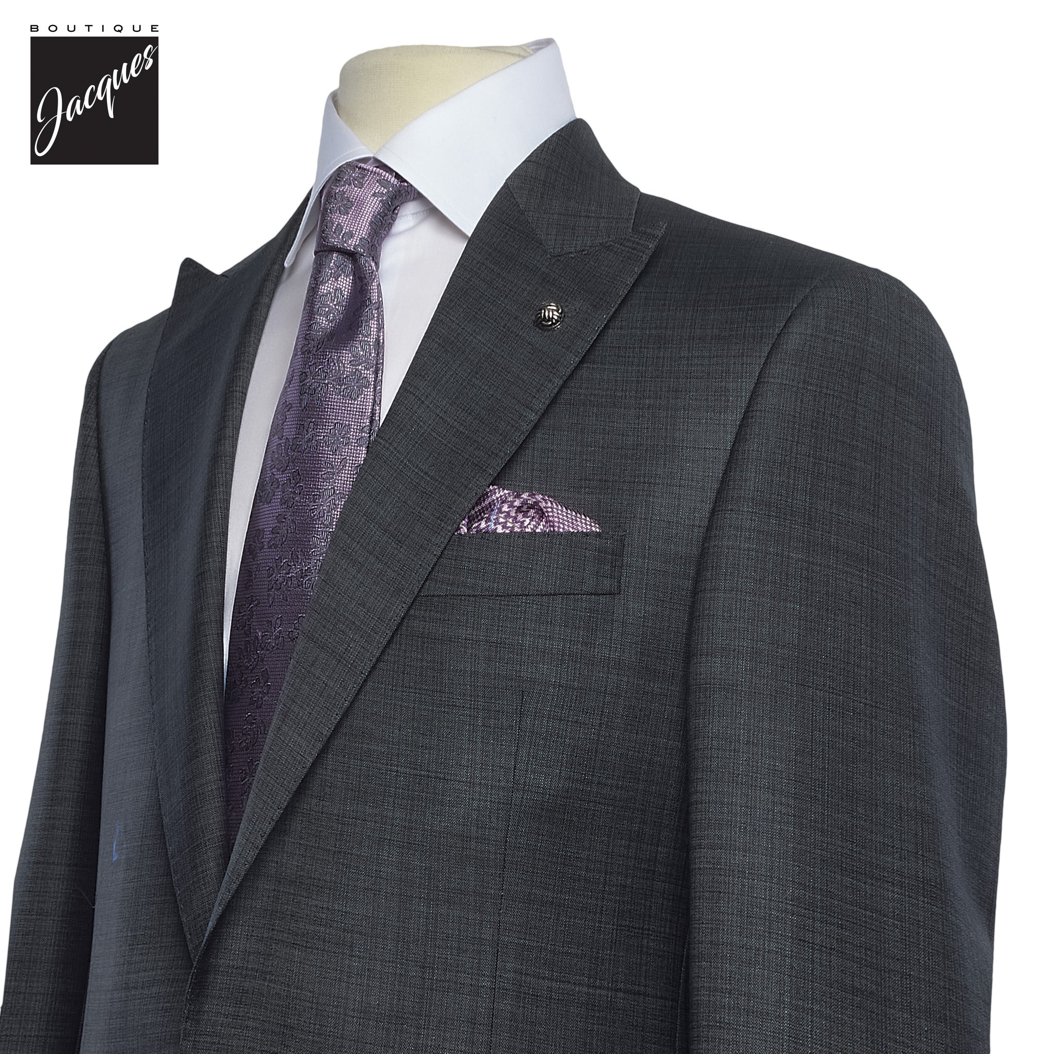 Dark Gray Neat Super 130s Wool Engel Modern Fit Suit - Jack Victor - Image 2