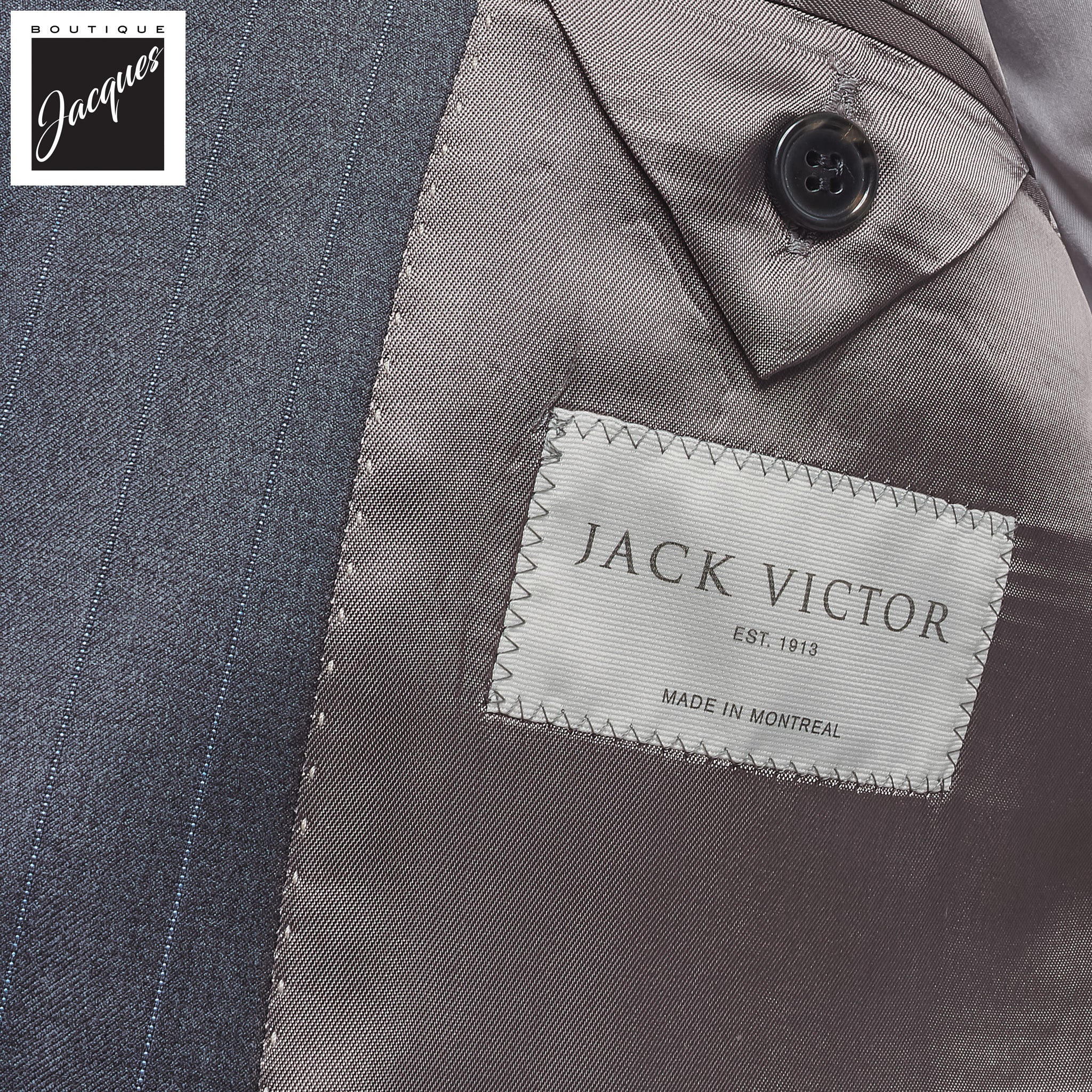 Gray Pin-Stripe Super 150s Loro Piana Wool Mason Contemporary Fit Suit - Jack Victor 1913 - Image 4