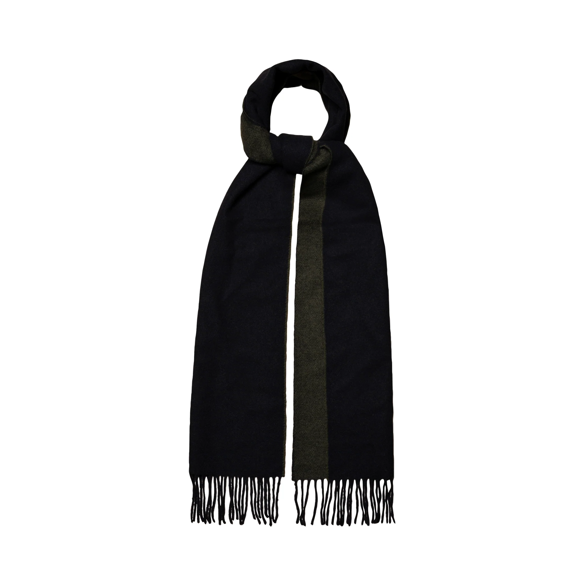 Dark Green Double-Face Wool Scarf - ETON - Image 3