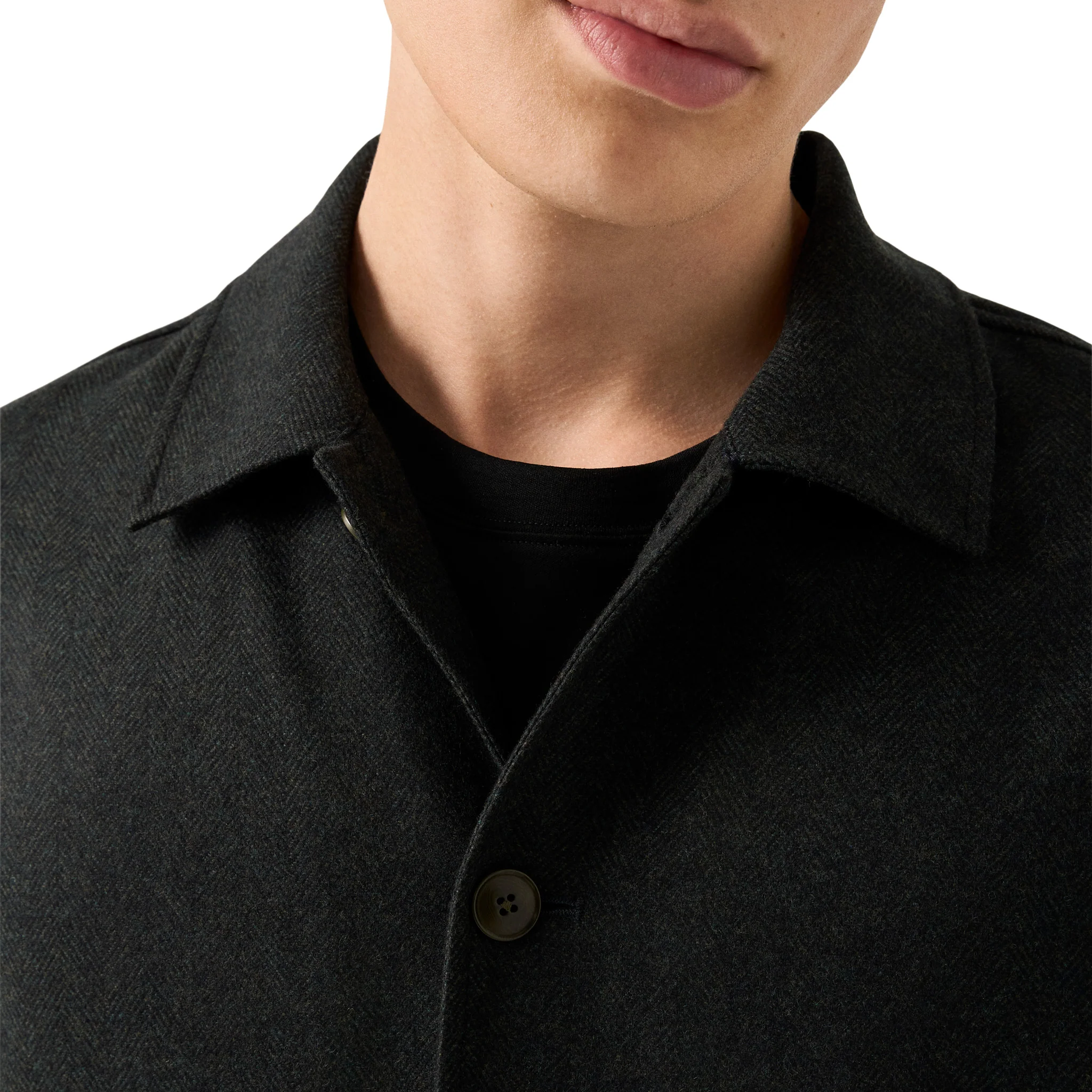 Dark Green Herringbone Wool-Cashmere Chore Jacket - ETON - Image 4