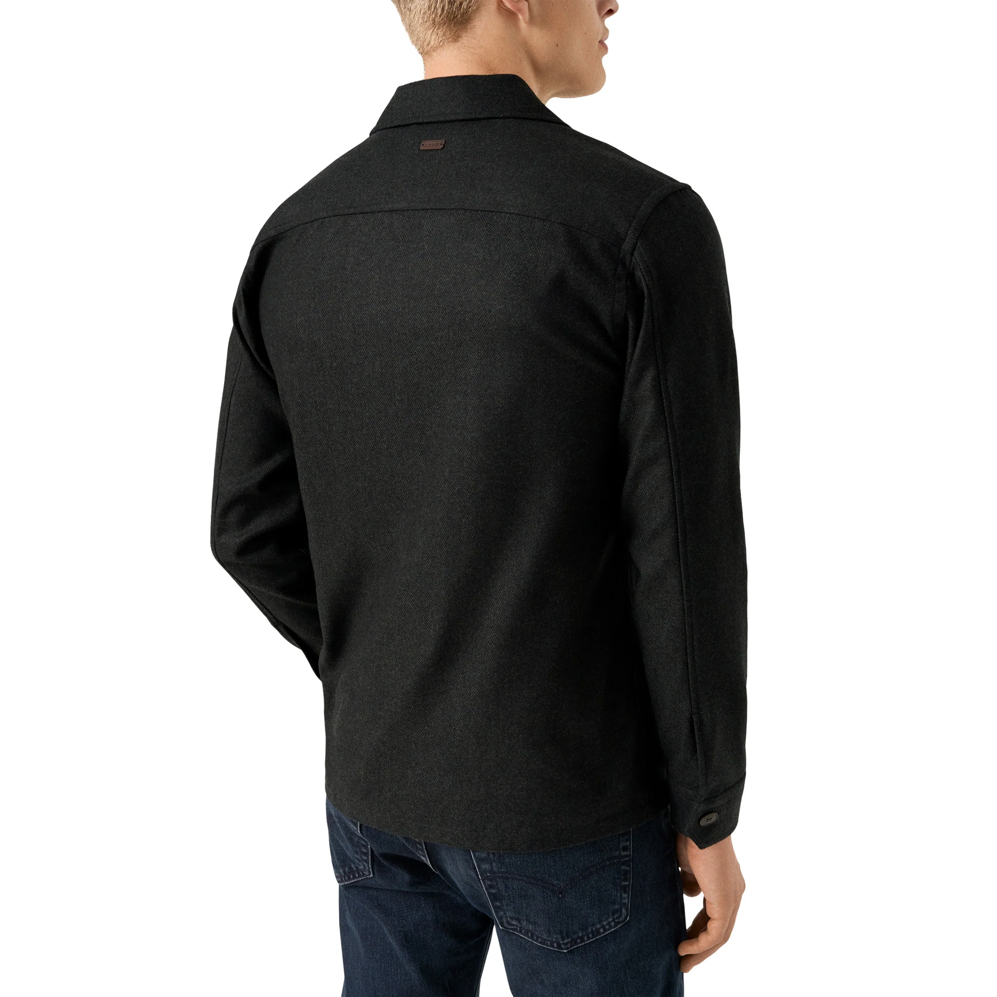 Dark Green Herringbone Wool-Cashmere Chore Jacket - ETON - Image 5