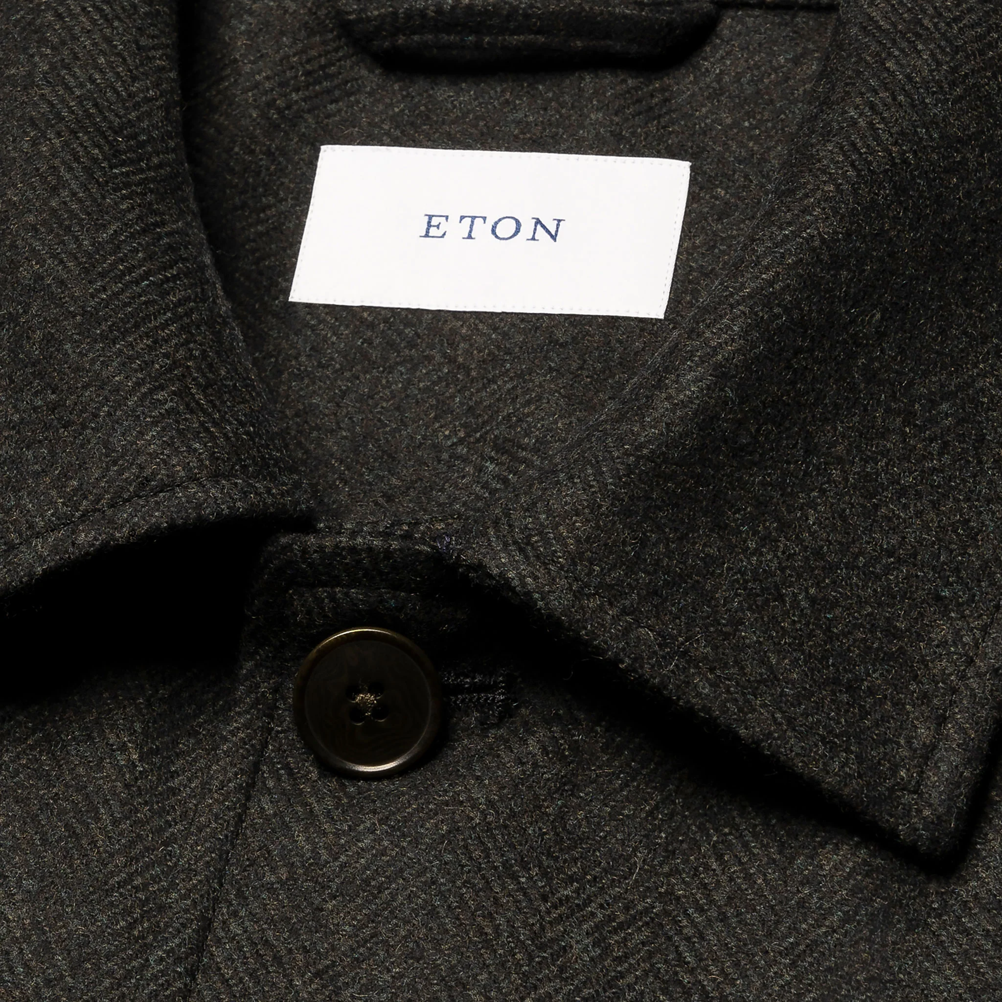 Dark Green Herringbone Wool-Cashmere Chore Jacket - ETON - Image 8