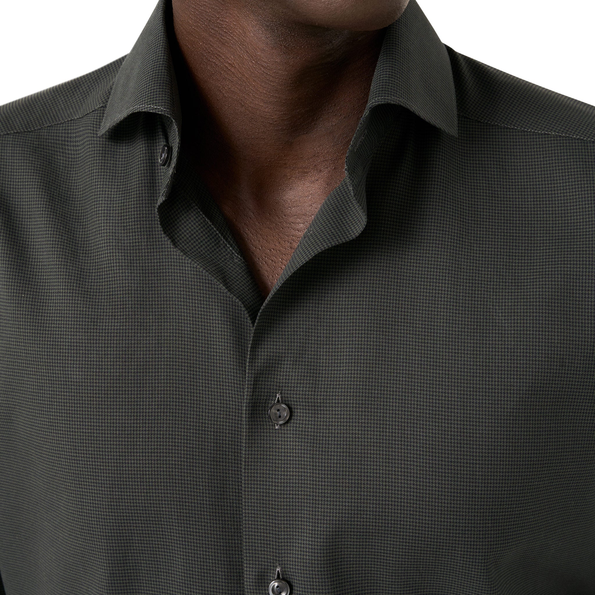 Dark Green Micro Check Signature Lightweight Flannel Slim Fit Shirt - ETON - Image 2