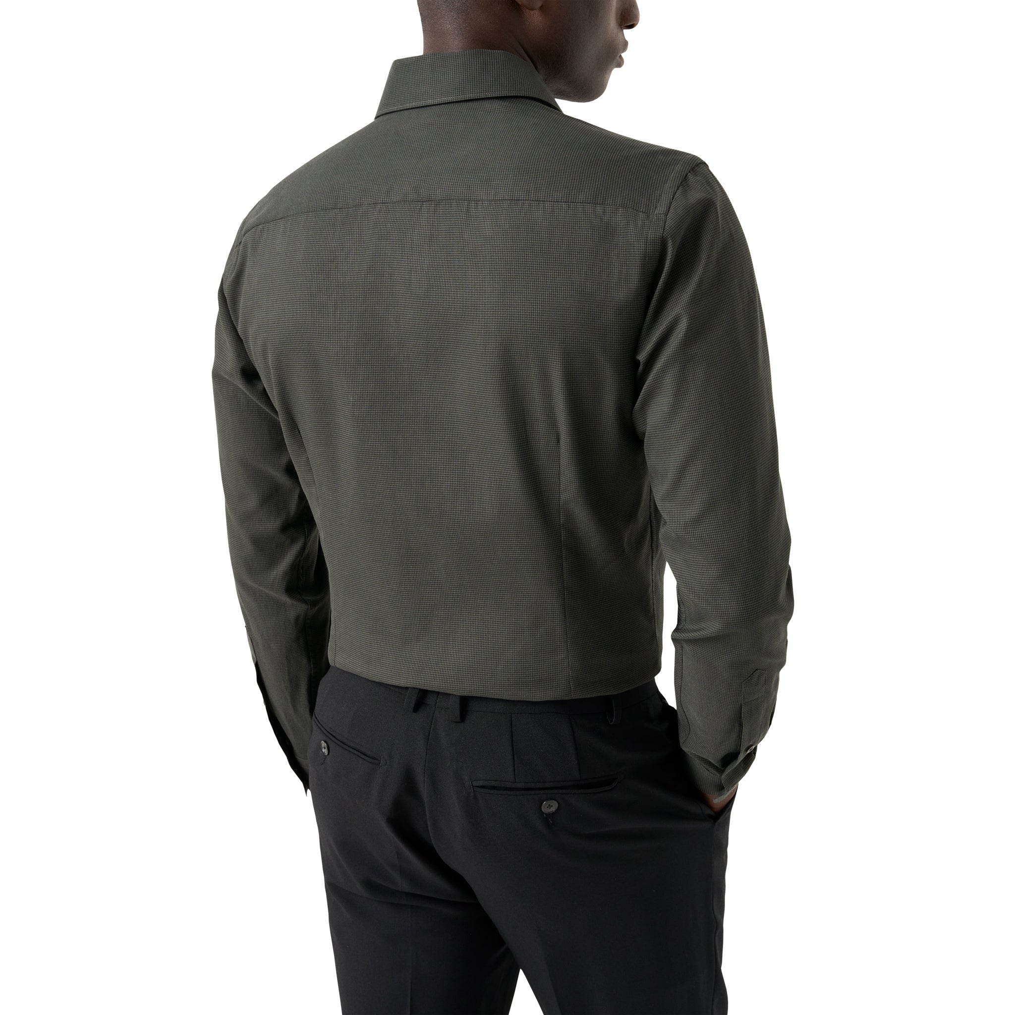 Dark Green Micro Check Signature Lightweight Flannel Slim Fit Shirt - ETON - Image 5