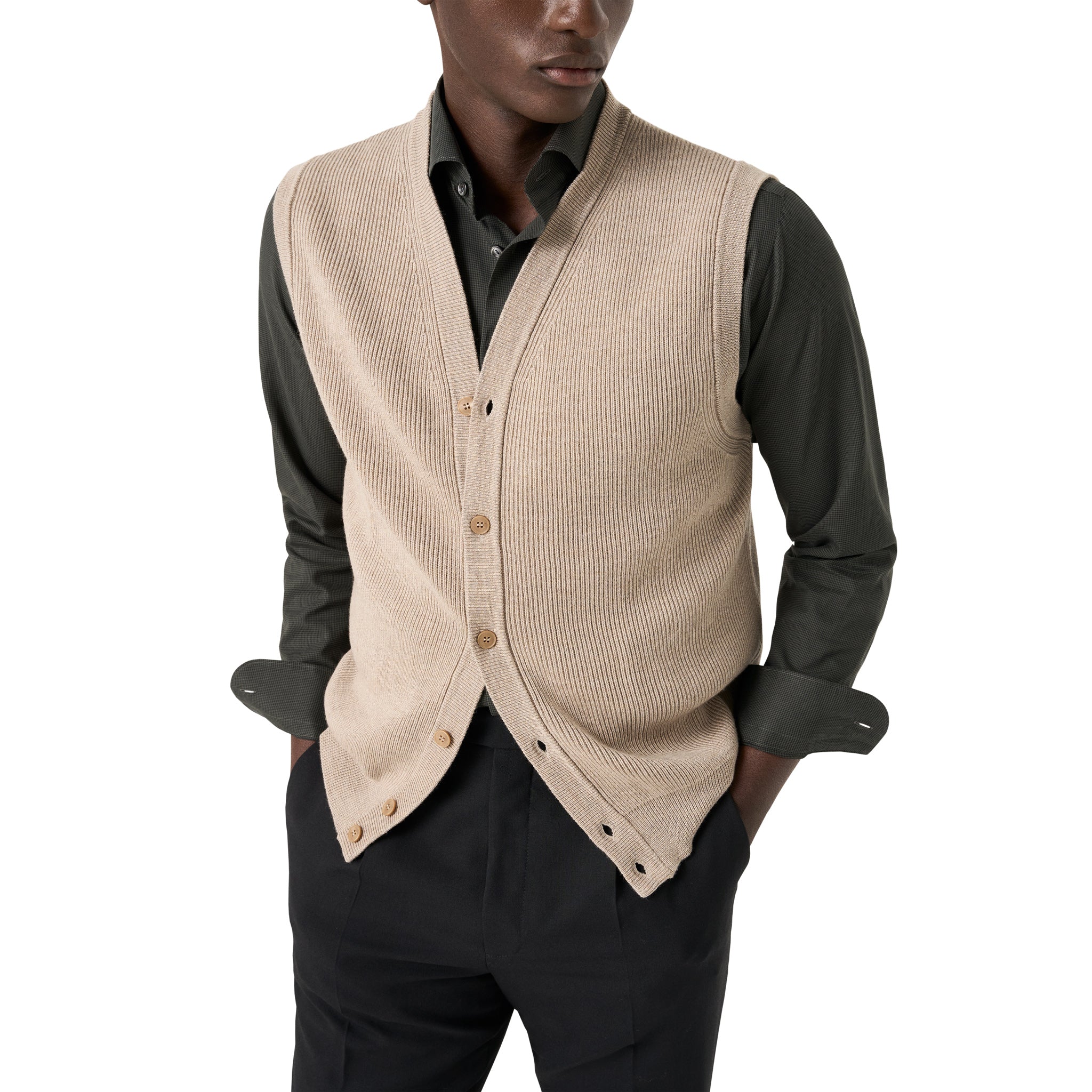 Dark Green Micro Check Signature Lightweight Flannel Slim Fit Shirt - ETON - Image 6