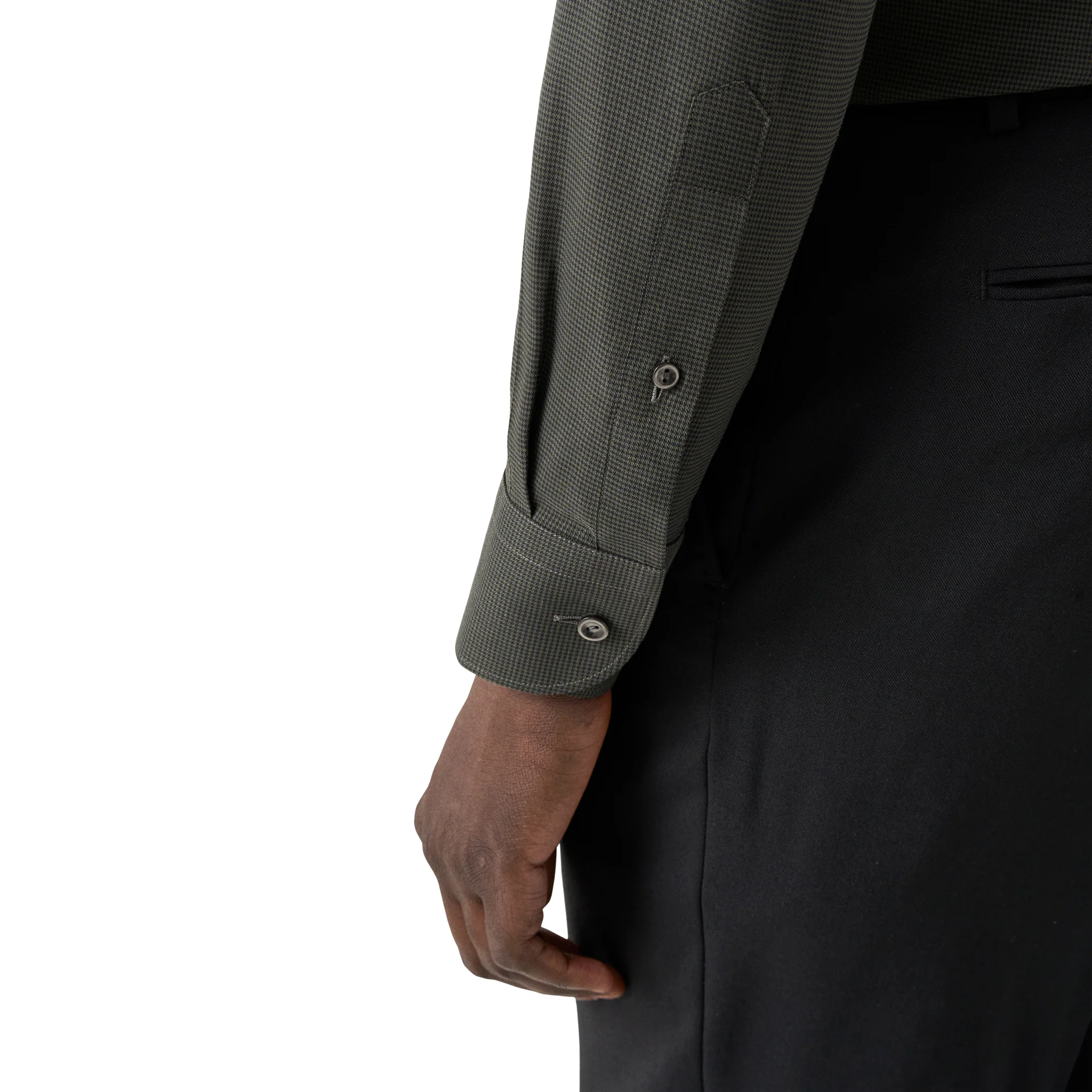 Dark Green Micro Check Signature Lightweight Flannel Slim Fit Shirt - ETON - Image 7