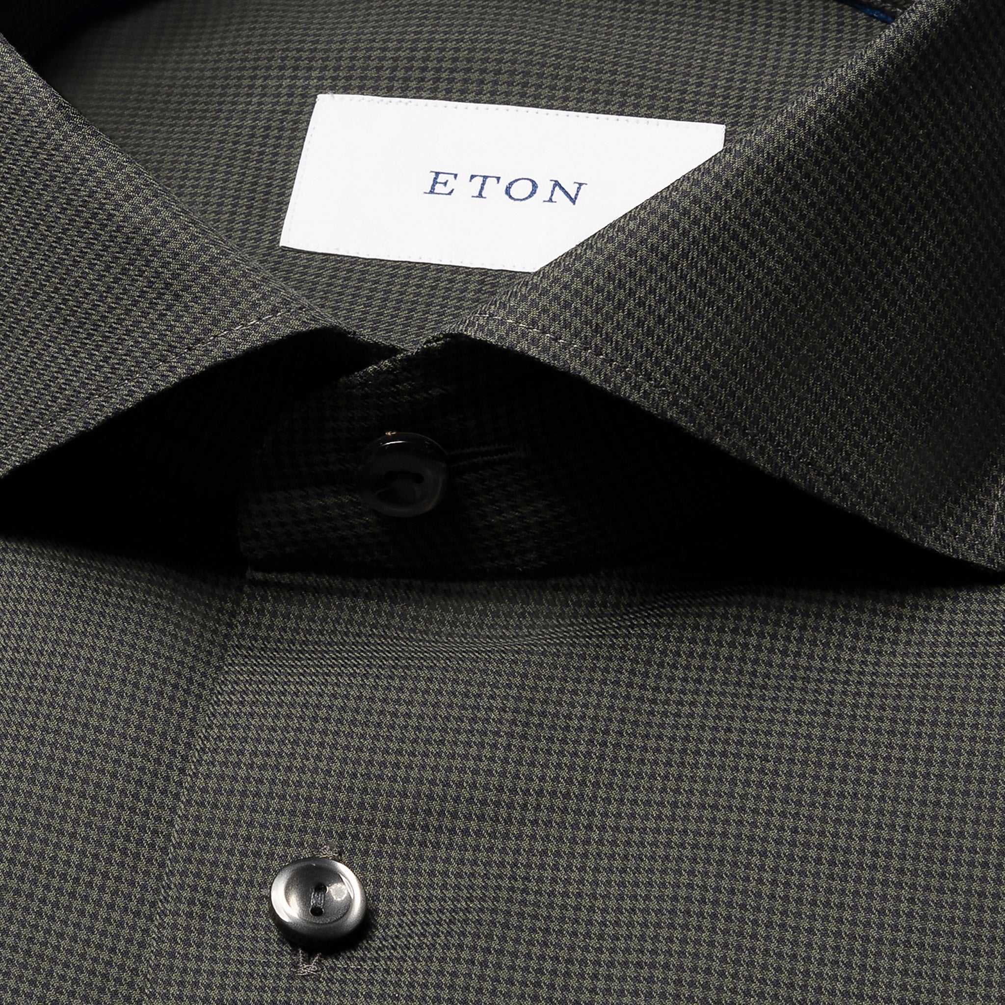 Dark Green Micro Check Signature Lightweight Flannel Slim Fit Shirt - ETON - Image 9