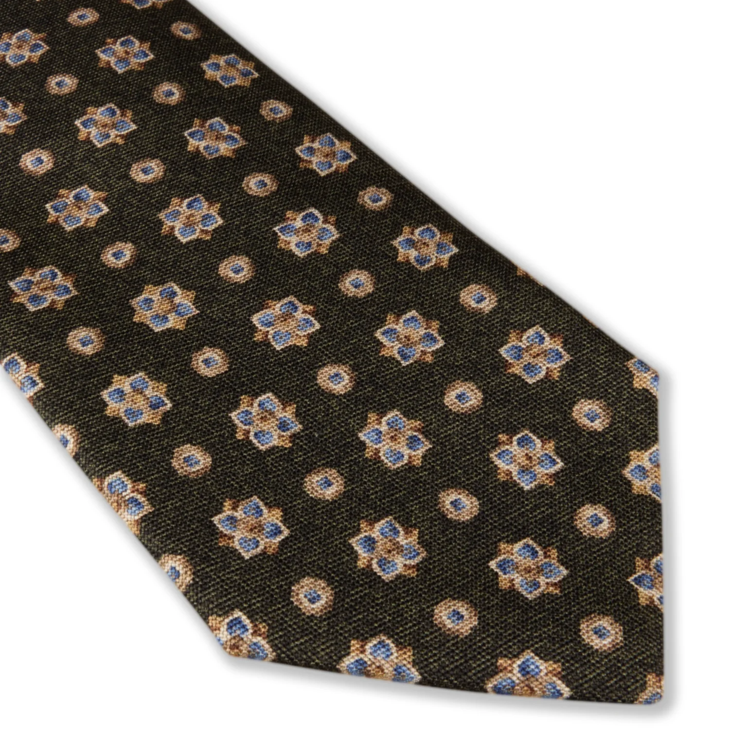 Dark Green Patterned Silk Tie - Stenströms - Image 2