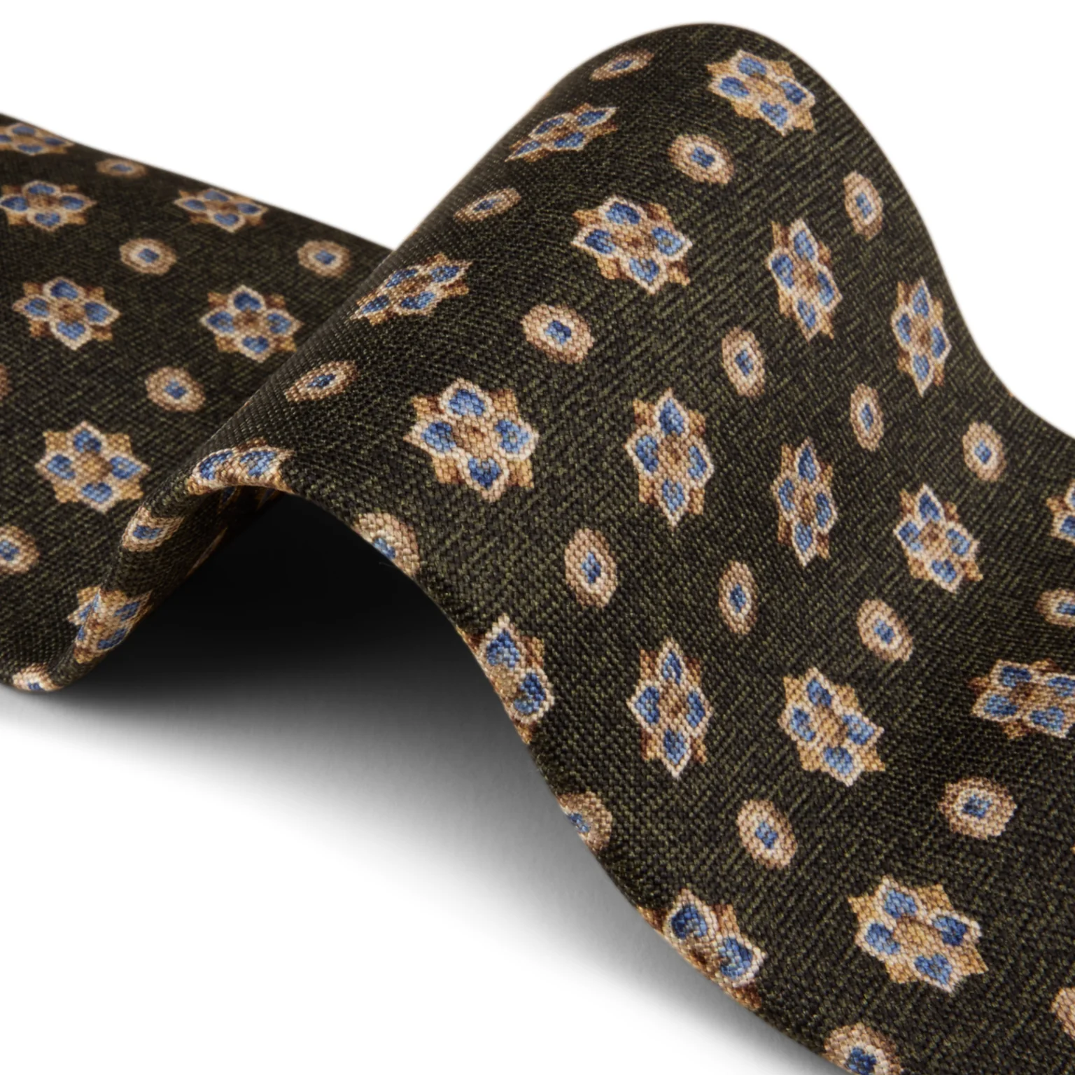 Dark Green Patterned Silk Tie - Stenströms - Image 3