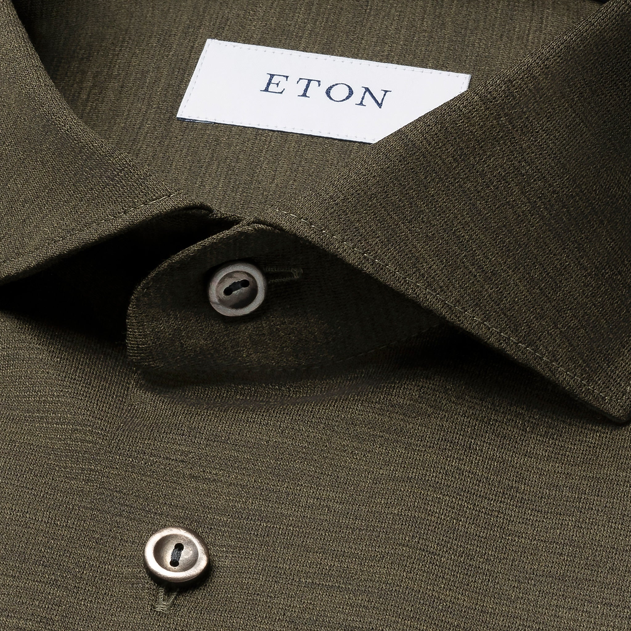 Dark Green Solid Knitted Merino Wool Slim Fit Casual Shirt - ETON - Image 4