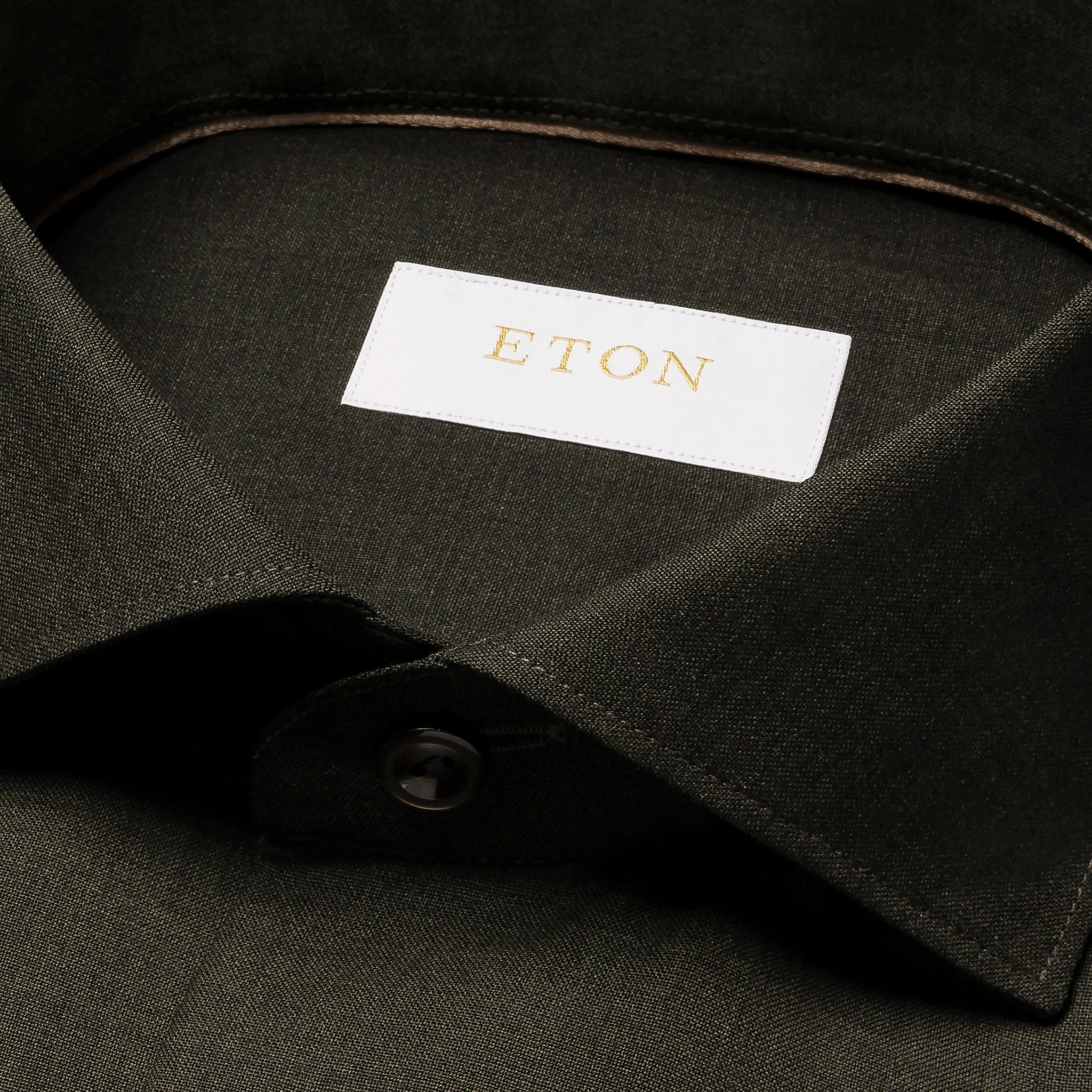 Dark Green Solid Merino Wool Slim Fit Shirt - ETON - Image 3