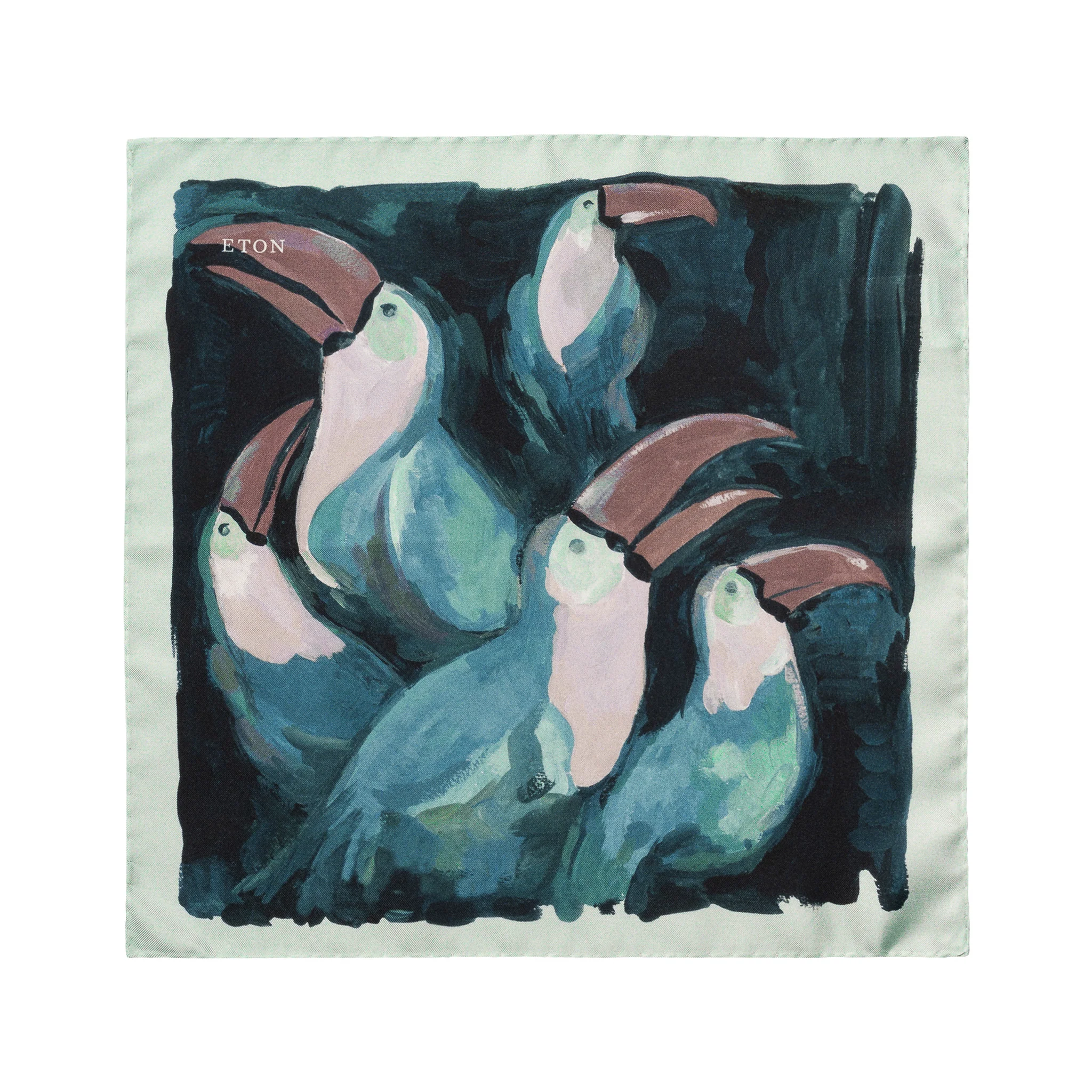 Dark Green Tucano Motif Silk Twill Pocket Square - ETON - Image 2
