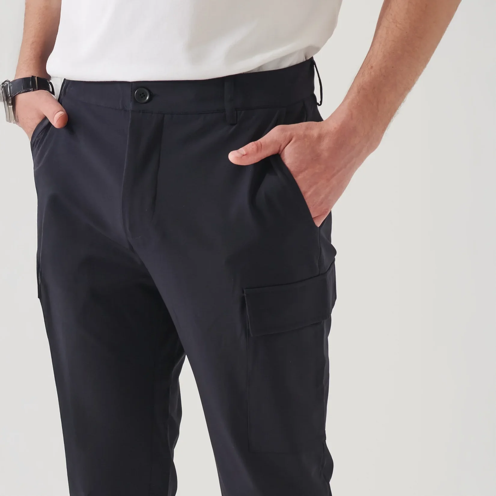Dark Navy Travel Nucleo Stretch Cargo Pant - PATRICK ASSARAF - Image 4