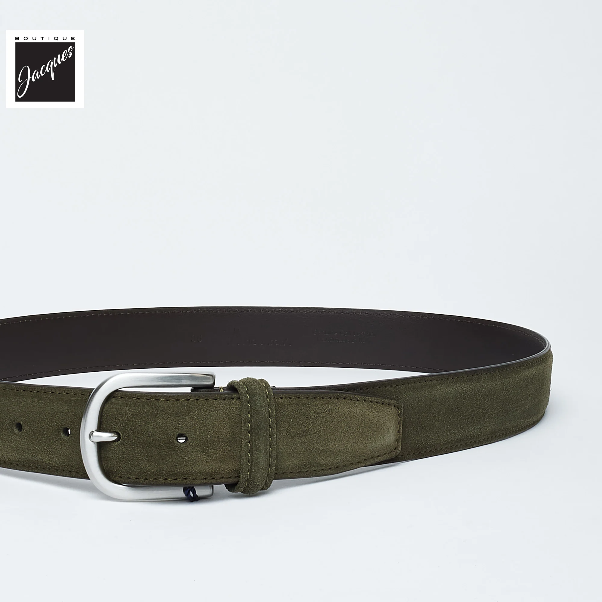 Dark Olive Green Suede Belt - Anderson's - Image 2