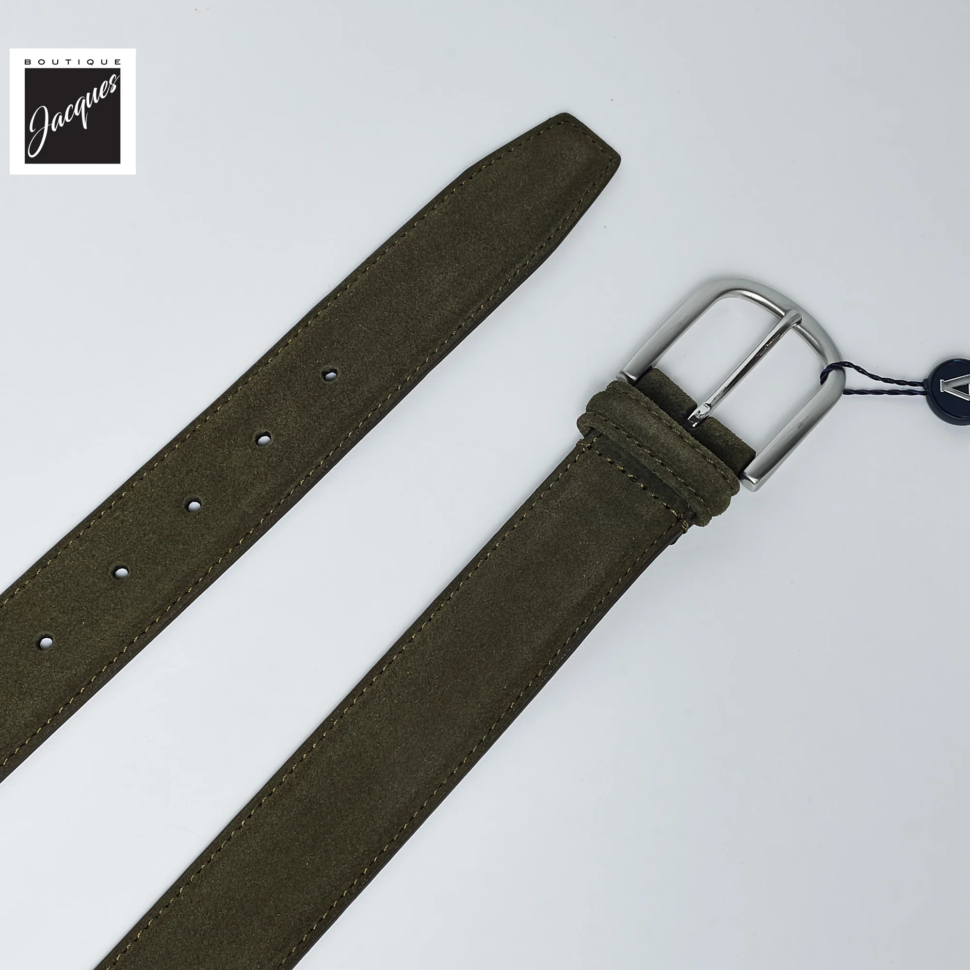 Dark Olive Green Suede Belt - Anderson's - Image 3