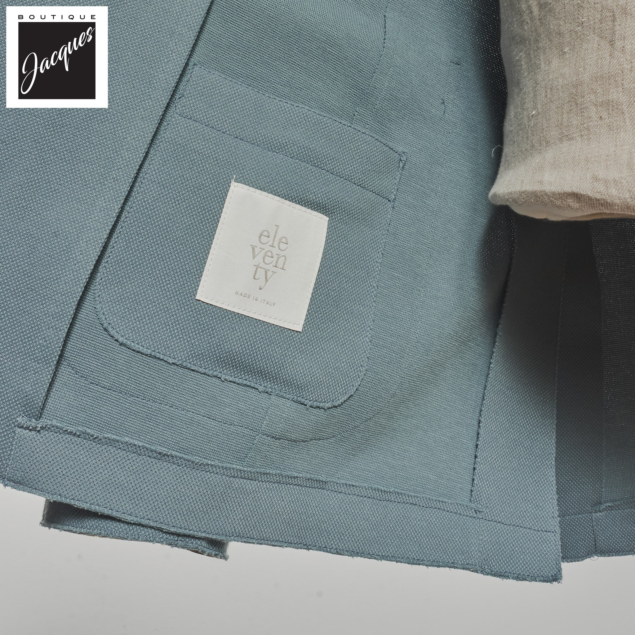 Denim Blue Cotton Stretch Laser Cut Sport Jacket - ELEVENTY - Image 4
