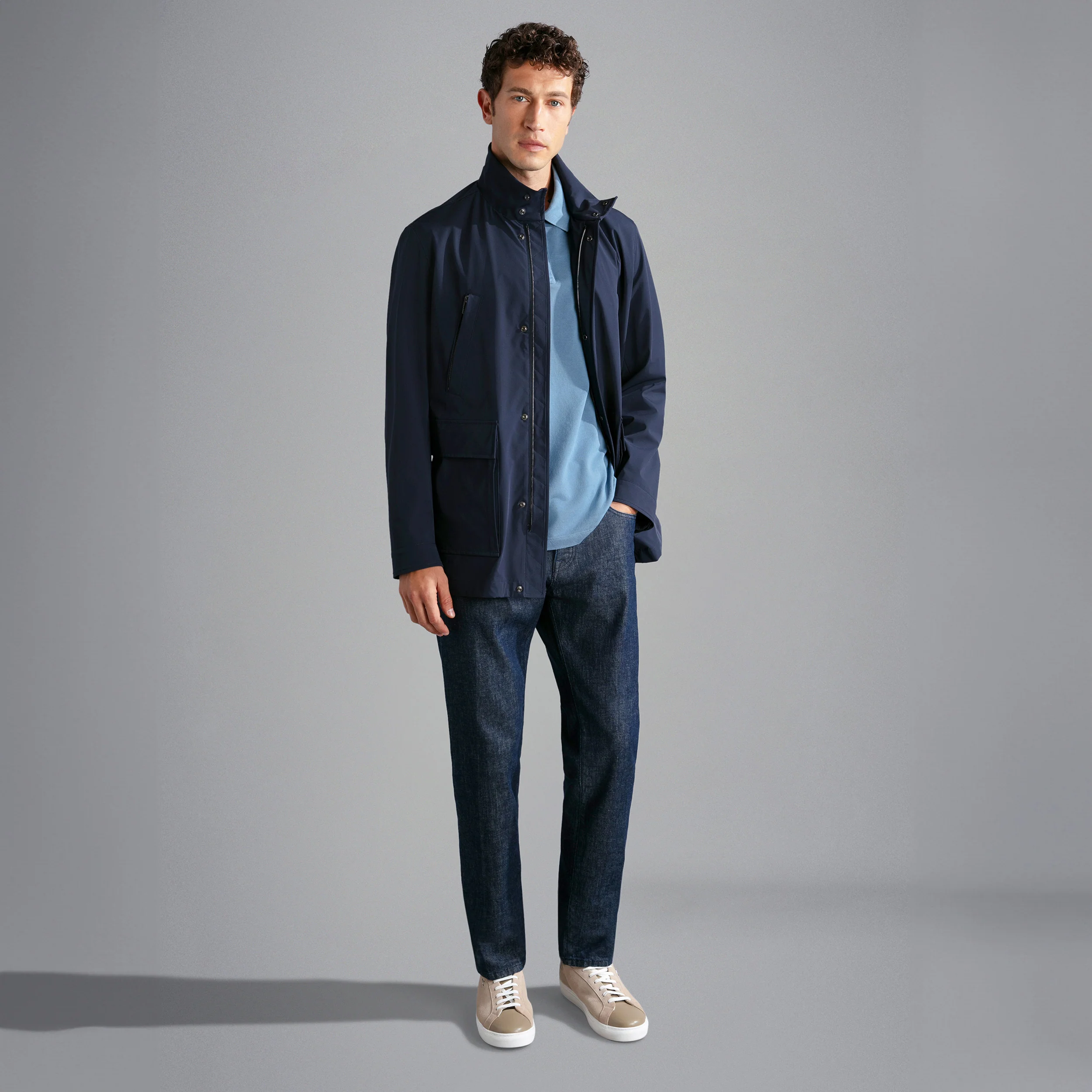Denim Blue Garment Dyed Short Sleeve Cotton Polo Shirt - PAUL & SHARK - Image 5