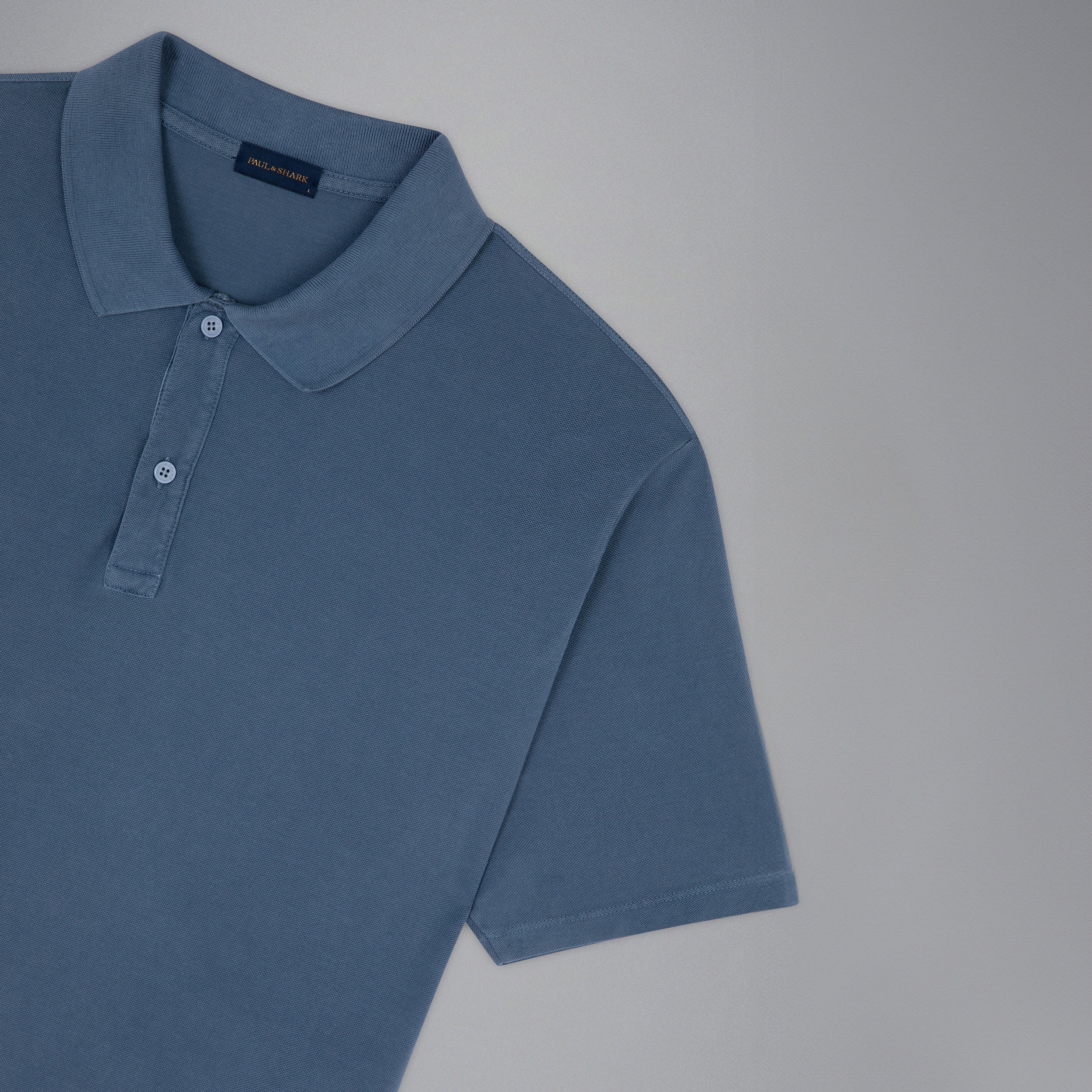 Denim Blue Garment Dyed Short Sleeve Cotton Polo Shirt - PAUL & SHARK - Image 6