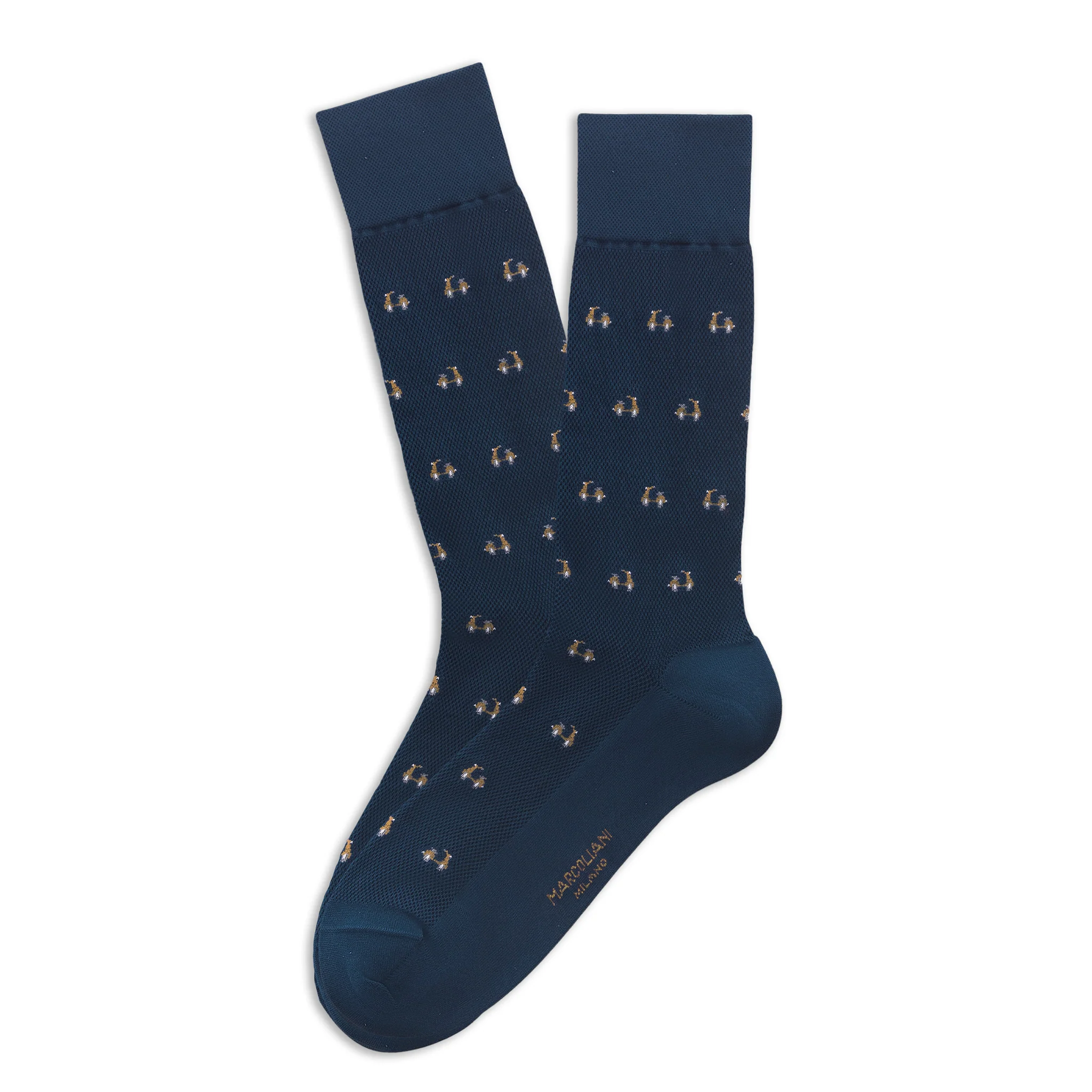 Denim Blue Tiny Scooter Pima Cotton Mid-Calf Socks - Marcoliani