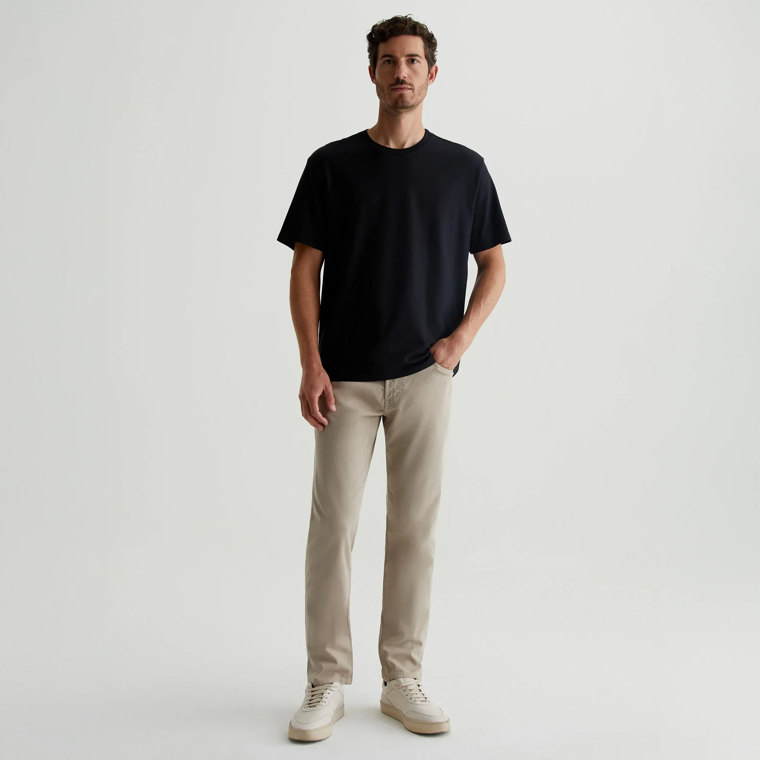Desert Stone (Beige) Modern Slim Tellis Sueded Pants - AG - Image 2
