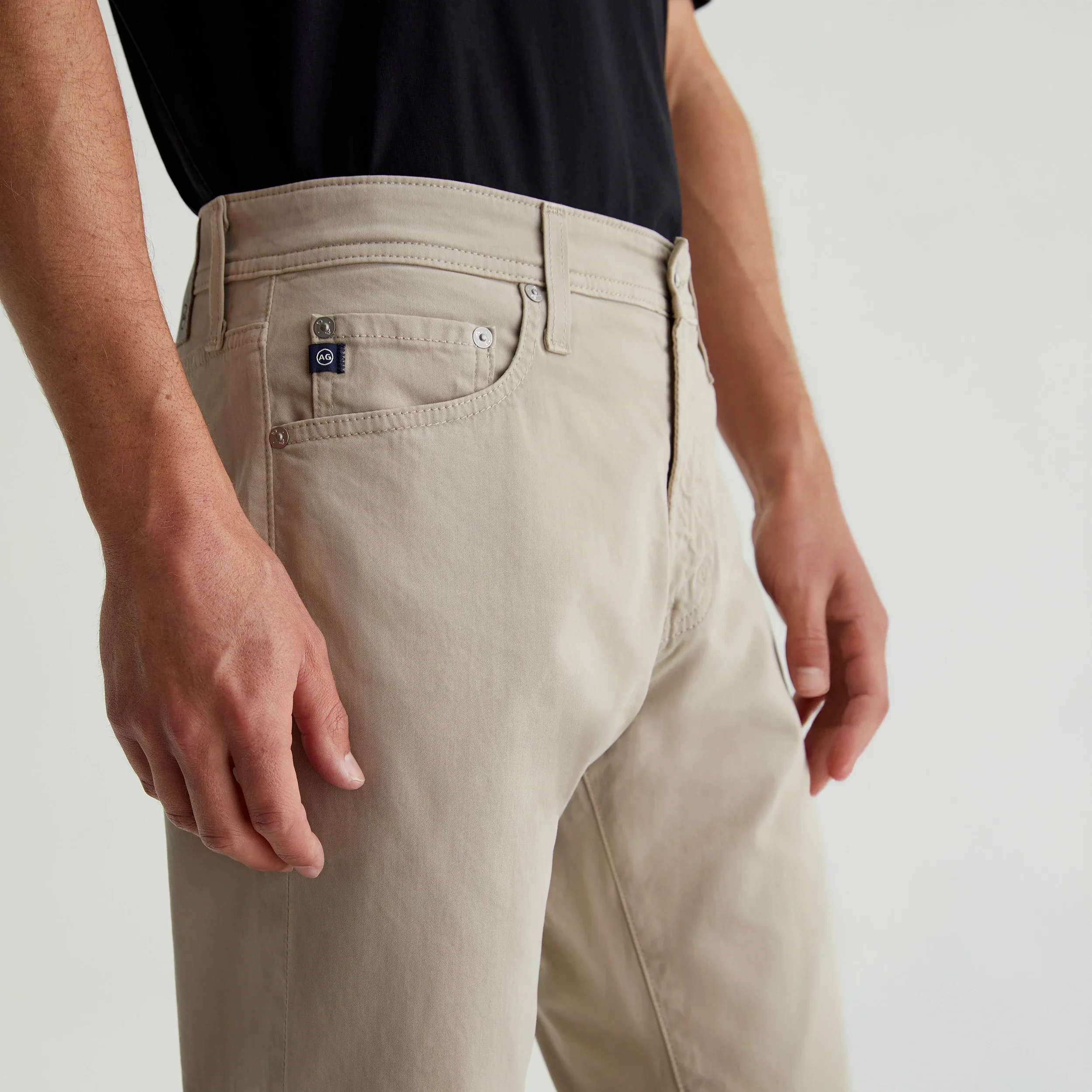 Desert Stone (Beige) Modern Slim Tellis Sueded Pants - AG - Image 3