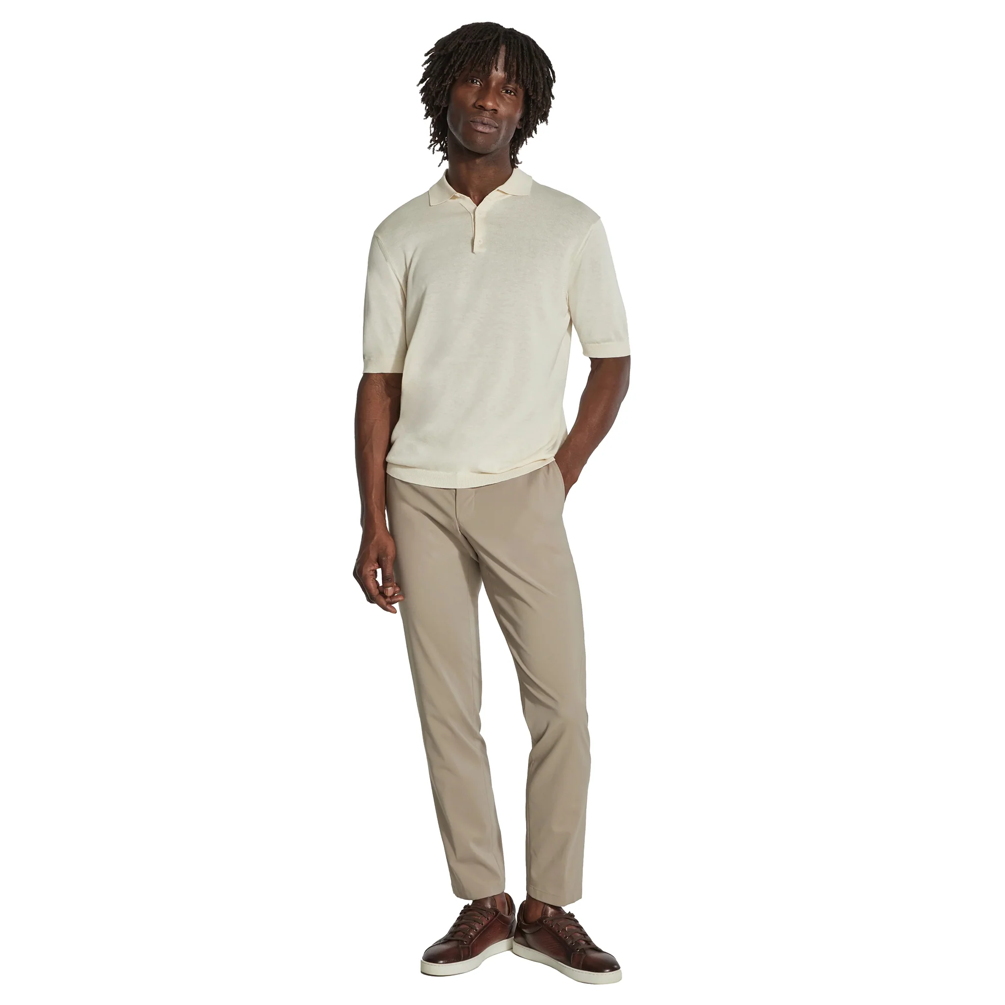 Ecru Cotton Silk Tupper Knit Polo - Jack Victor - Image 3