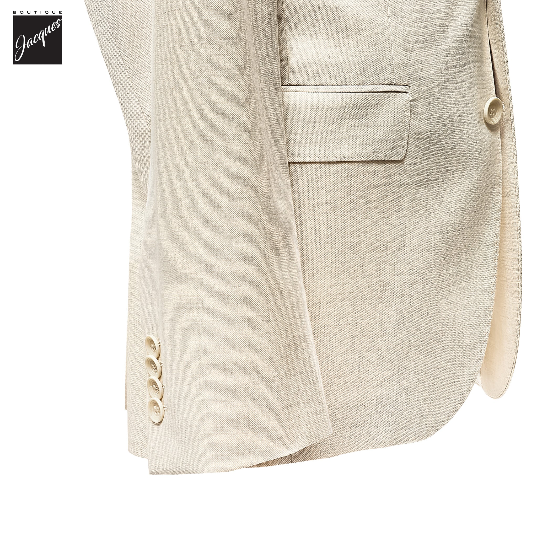 Ecru Neat Wool/Cotton/Silk Stretch Montana Contemporary Fit Suit - Jack Victor - Image 3
