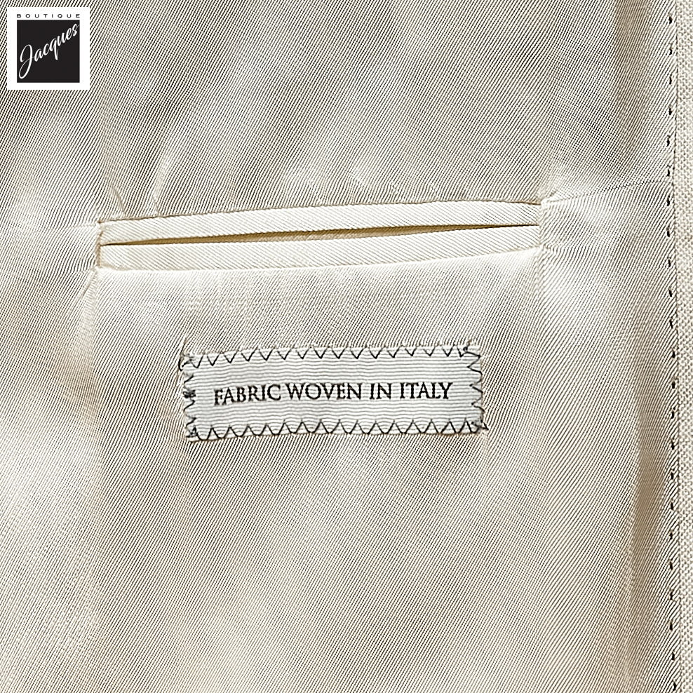 Ecru Neat Wool/Cotton/Silk Stretch Montana Contemporary Fit Suit - Jack Victor - Image 4